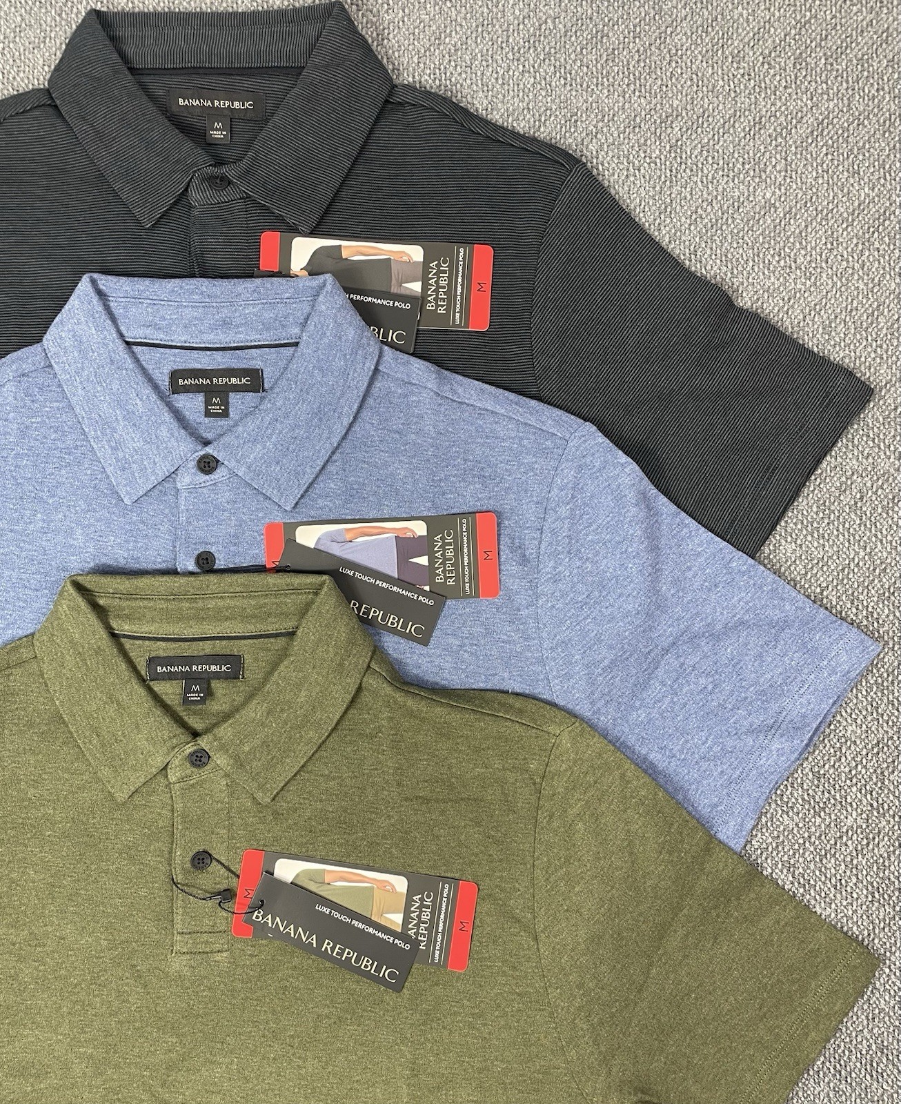 Banana Republic Men’s Luxe Polo in Green, Black or Blue Pick Your Size NWT
