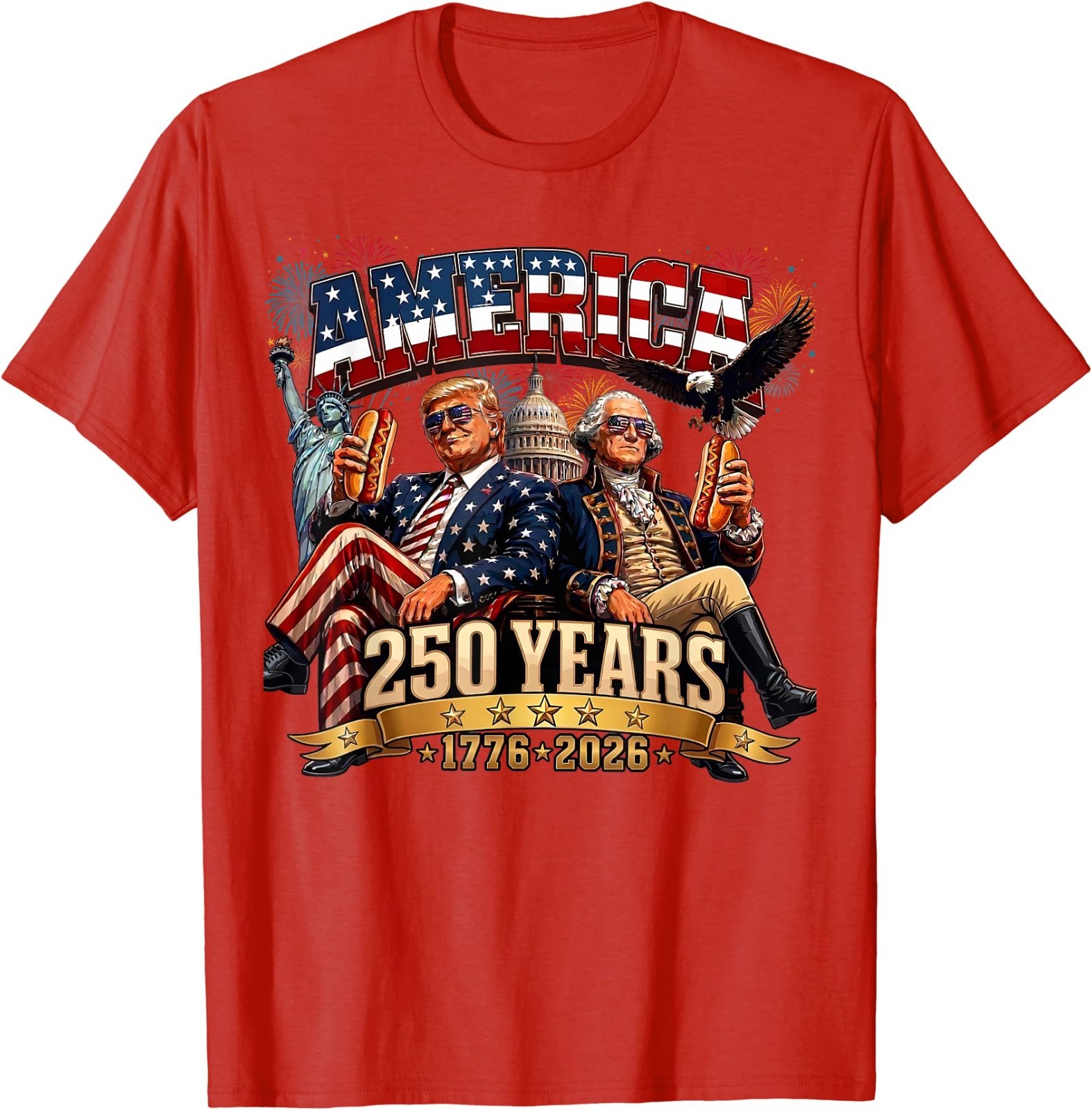 250 Years America Anniversary 250th Trump Washington Vintage T-Shirt