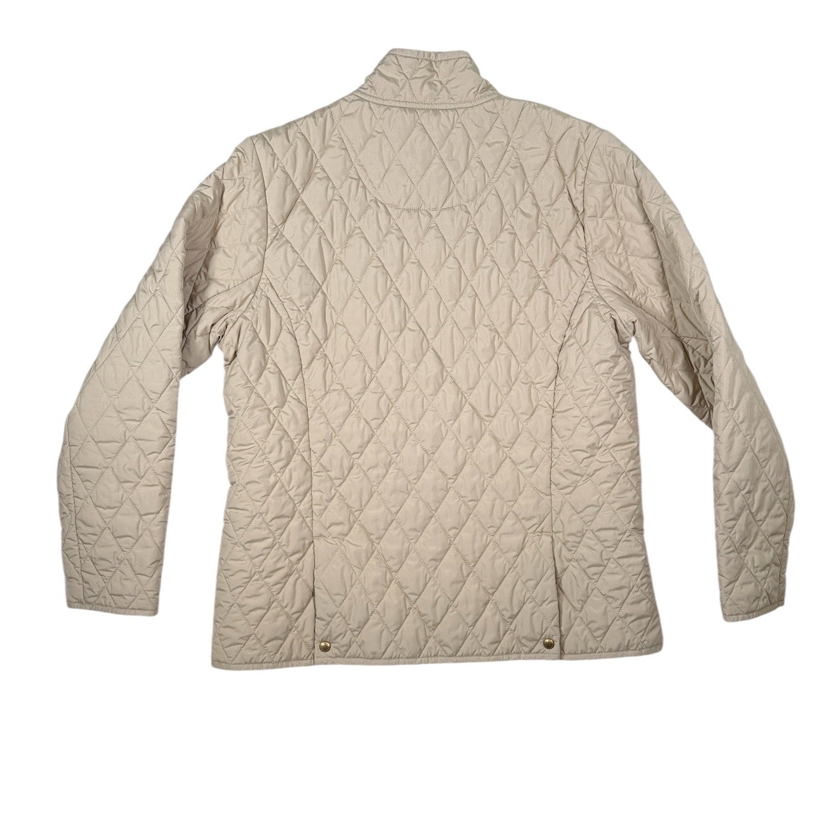 Lands End Jacket Womens Large 14-16 Tan Quilted Full Zip Outdoor Hiking Chore
