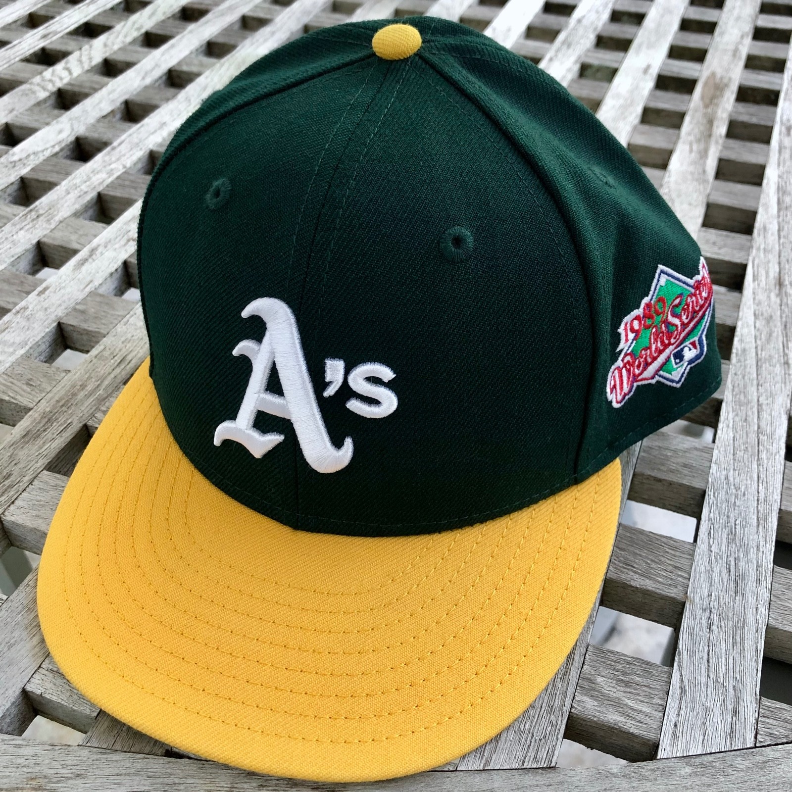 Oakland Athletics A’s 1989 WS Patch New Era 59FIFTY 2 Tone Wool Hat 7 3/8