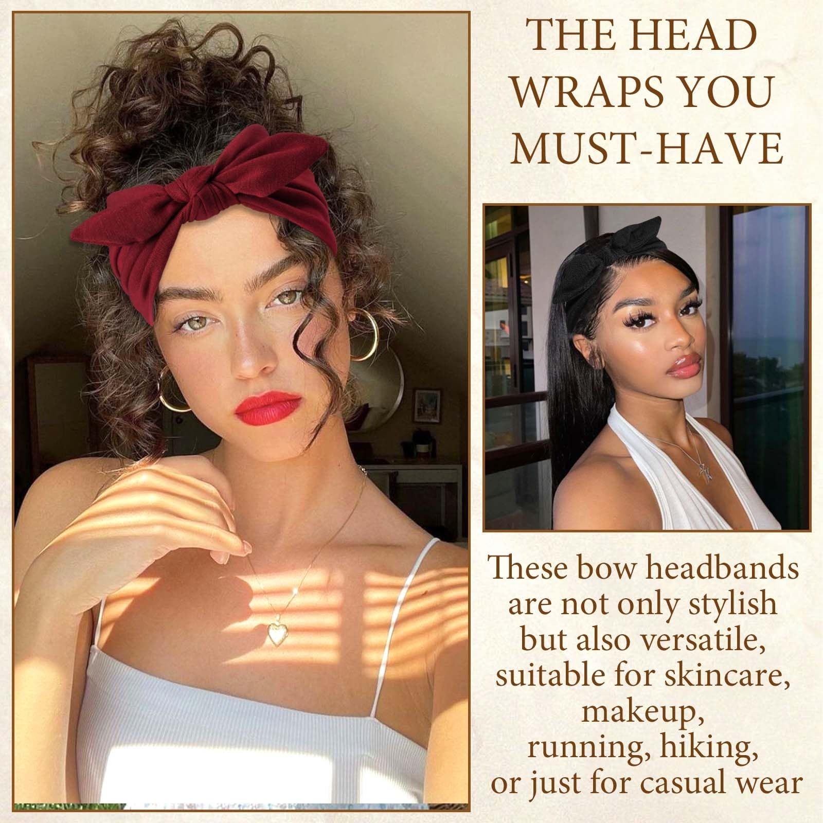 Bow Headbands for Women Non Slip Wide Headbands Cute Turban Headwraps Workout…