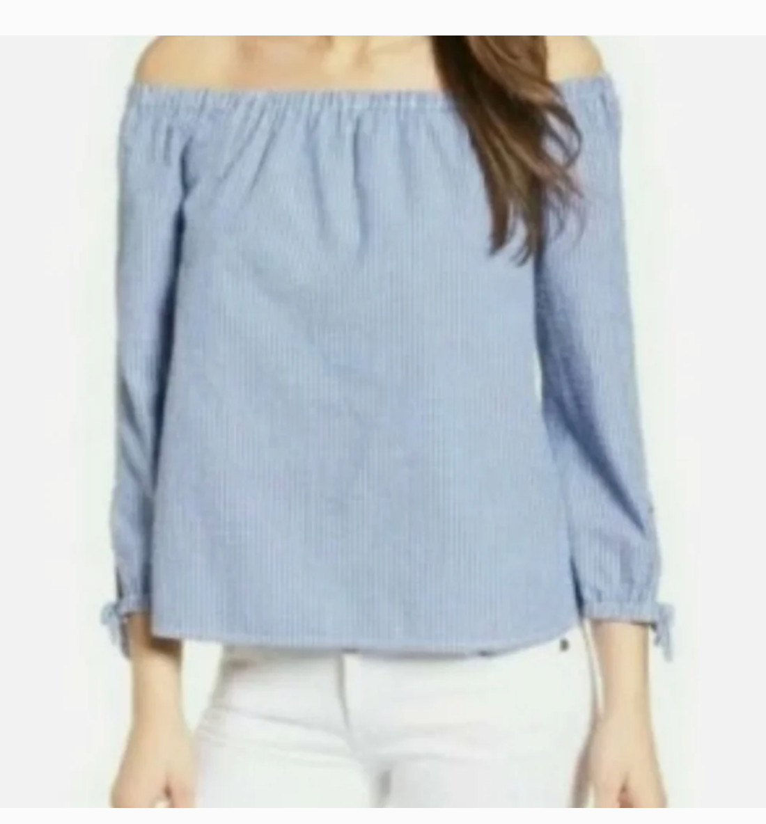 Vineyard Vines Seersucker Off The Shoulder Top 12 Preppy