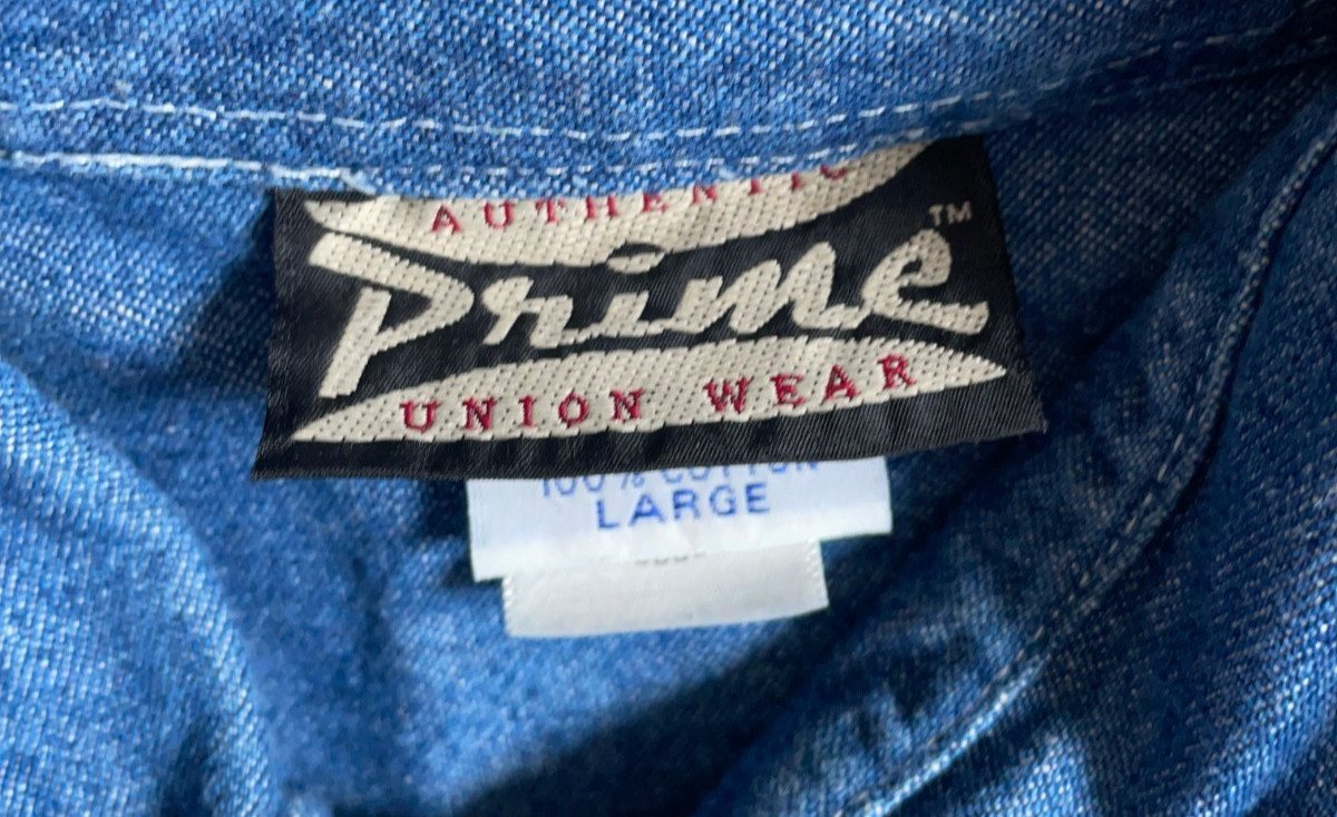 Heavyweight Embossed Denim Shirt Men’s Large Blue American Flag Eagle Union Made