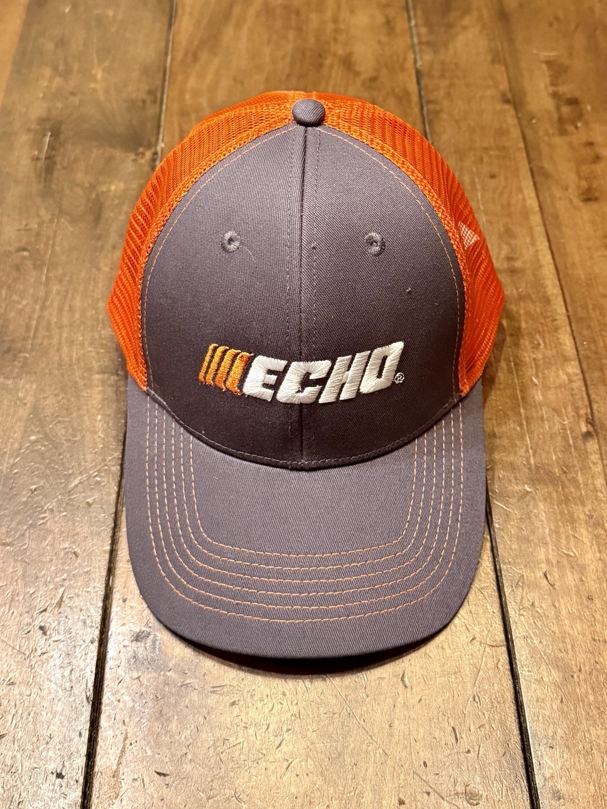 ECHO Brand Adjustable Baseball Cap Orange/Gray Genuine OEM