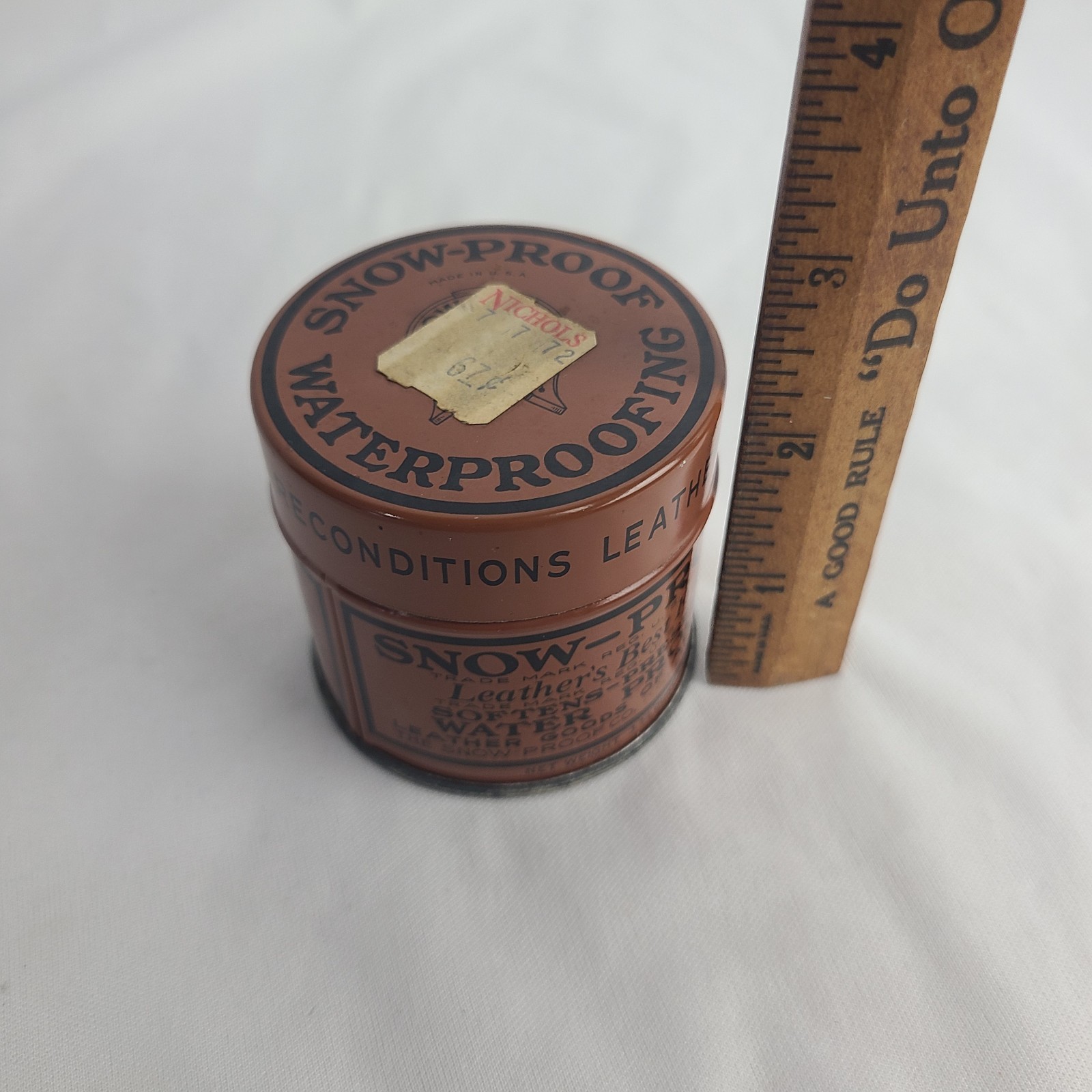 Vintage Snow-Proof Waterproofing Leather’s Best Friend 3.75 Oz. Tin 1/4 Full