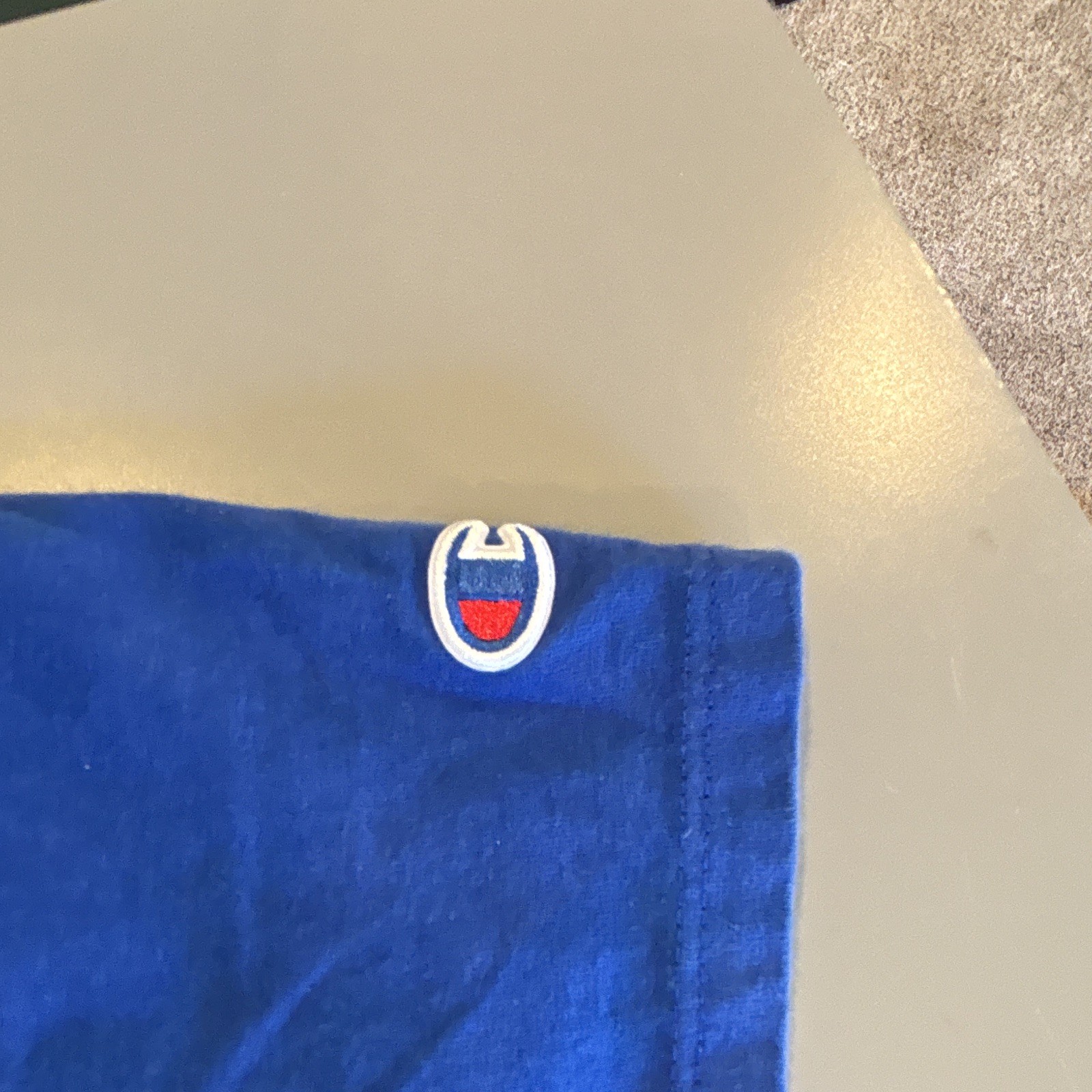 Champion Men’s S Blue Logo Graphic Print Crew Neck Cotton Short Sleeve Tee