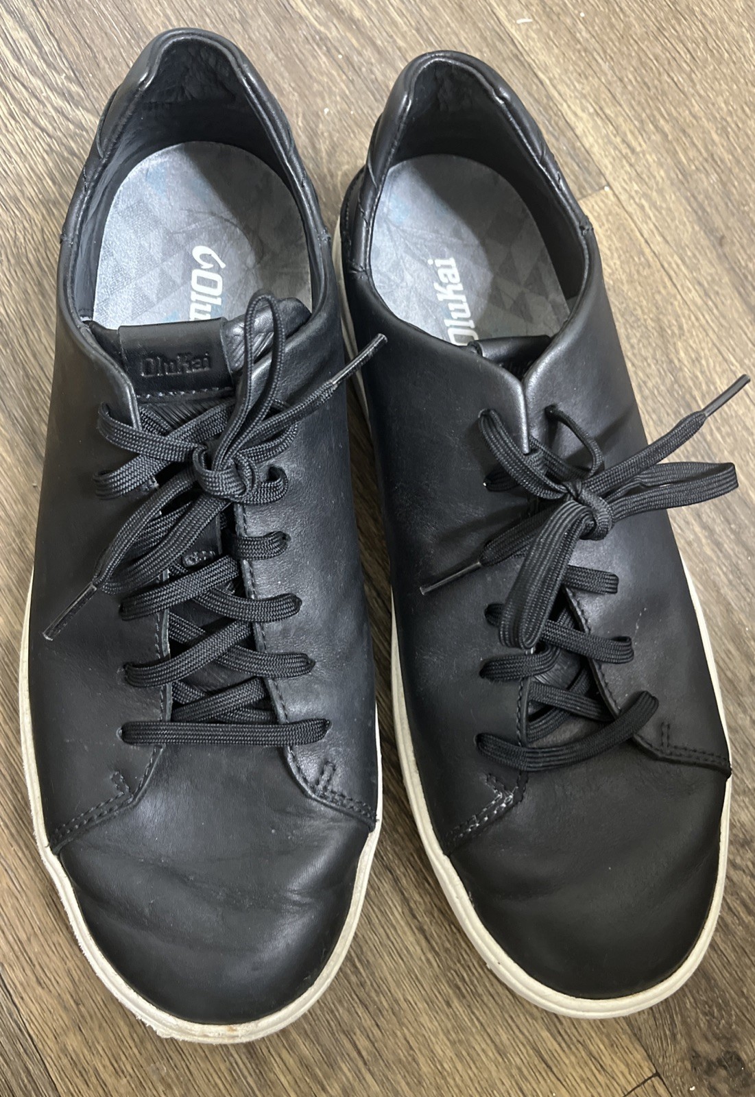 OluKai Lae‘ahi Lī ‘Ili EUC Waterproof Leather Sneakers Black Men’s 9.5 EUR 42.5