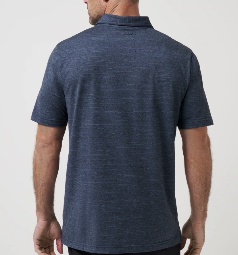 Travis Mathew Men’s The Heather Polo – Vintage Indigo/Black