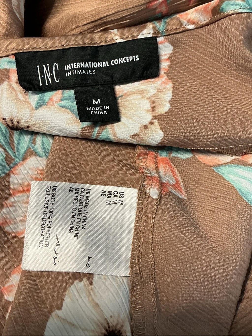 Jones New York Brown Floral Print Nightgown