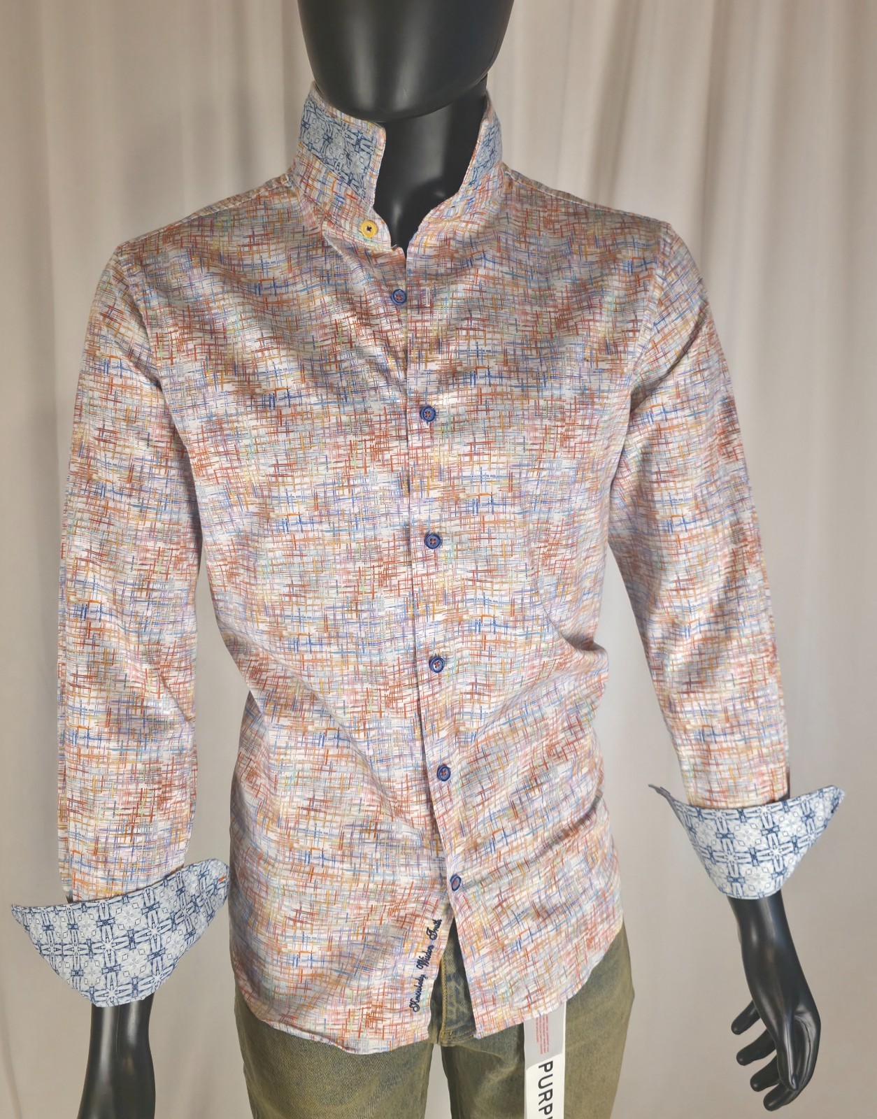 ☀️ Robert Graham “Antalya” XL shirt with multicolor cross-hatched pattern ☀️