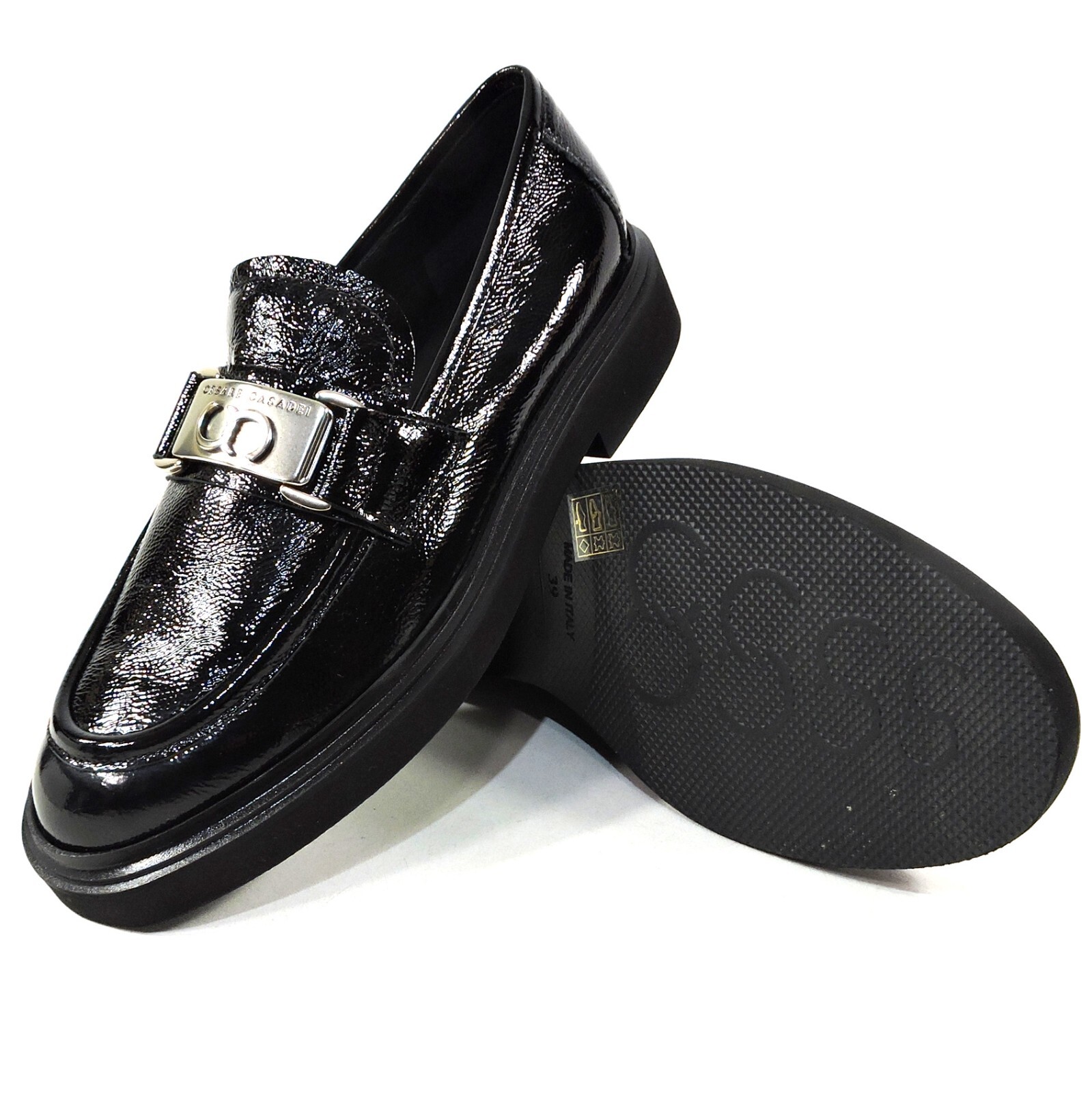 CASADEI 🇮🇹 WOMEN’S BLACK SOFT PATENT LEATHER COMFORT LOAFERS