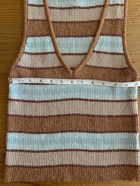 COTTON:ON brown/tan/baby-blue v-neck sweater vest – sz Medium (LOTS of stretch)