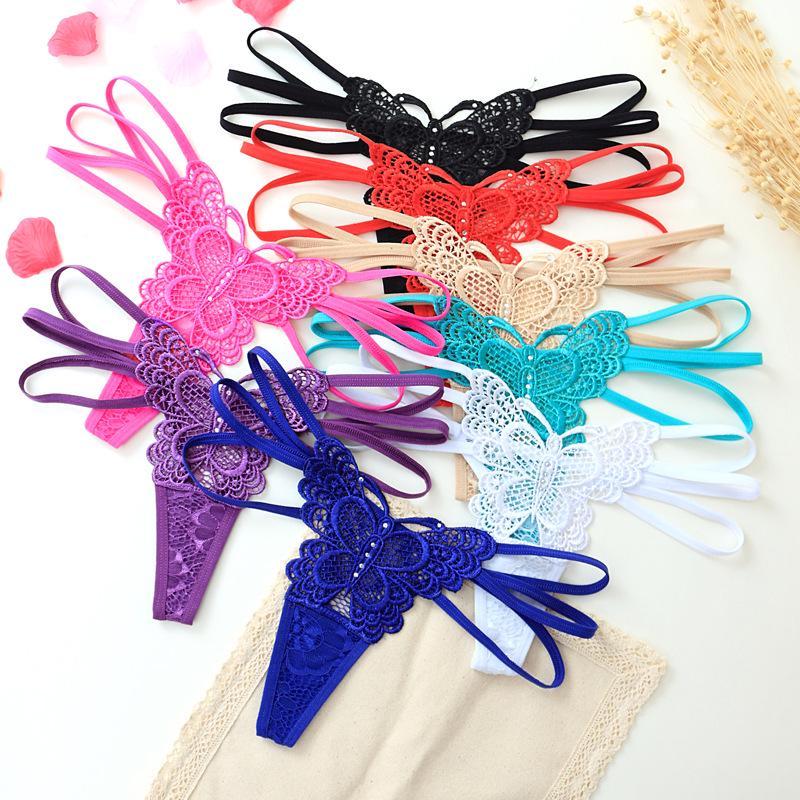 ☆USA☆ Sexy Womens Lace V-string Panties Thongs G-string Lingerie Butterfly hot 2
