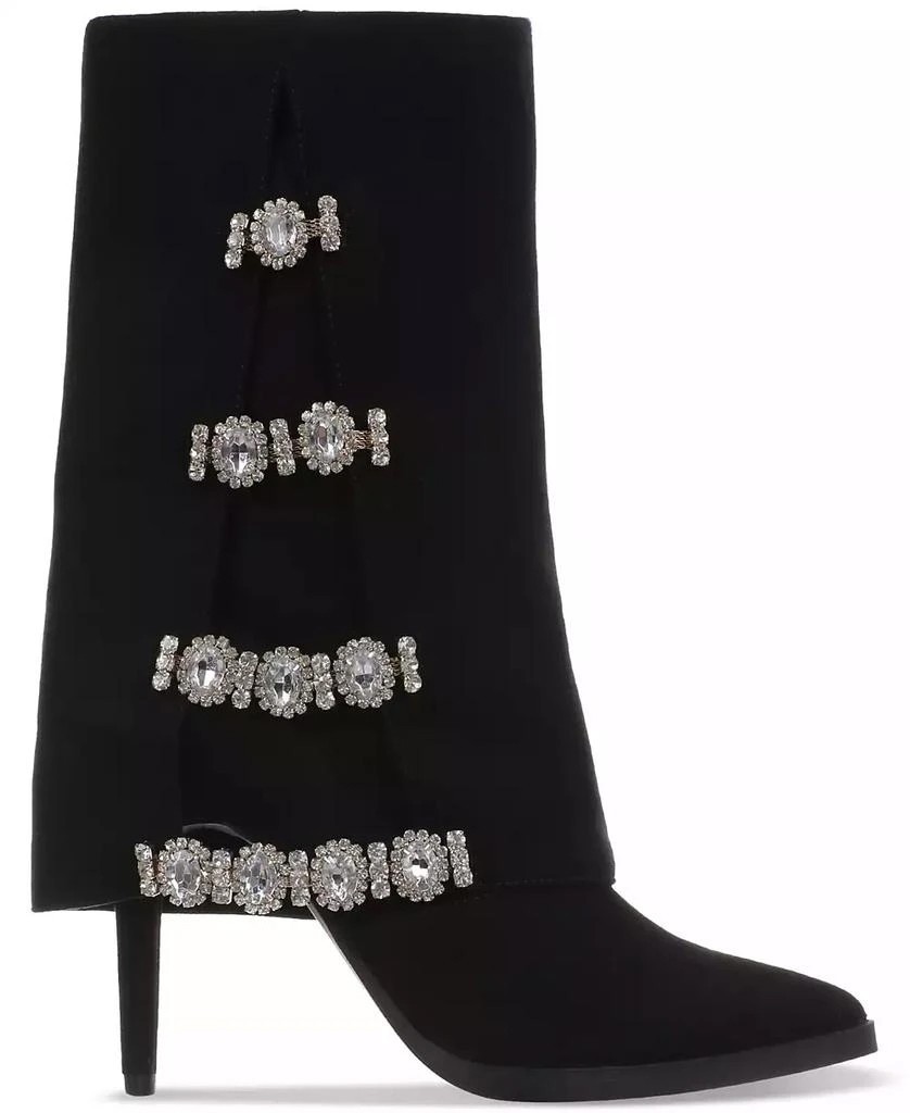 Thalia Sodi Nami Embellished Mid-Calf Boots Black US Size 7.5