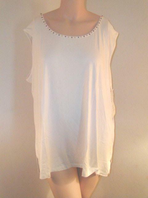 We Be Bop Cream Jersey Tank Shirt/Blouse 0X NWT Bust 50″ Length 30″ TA1