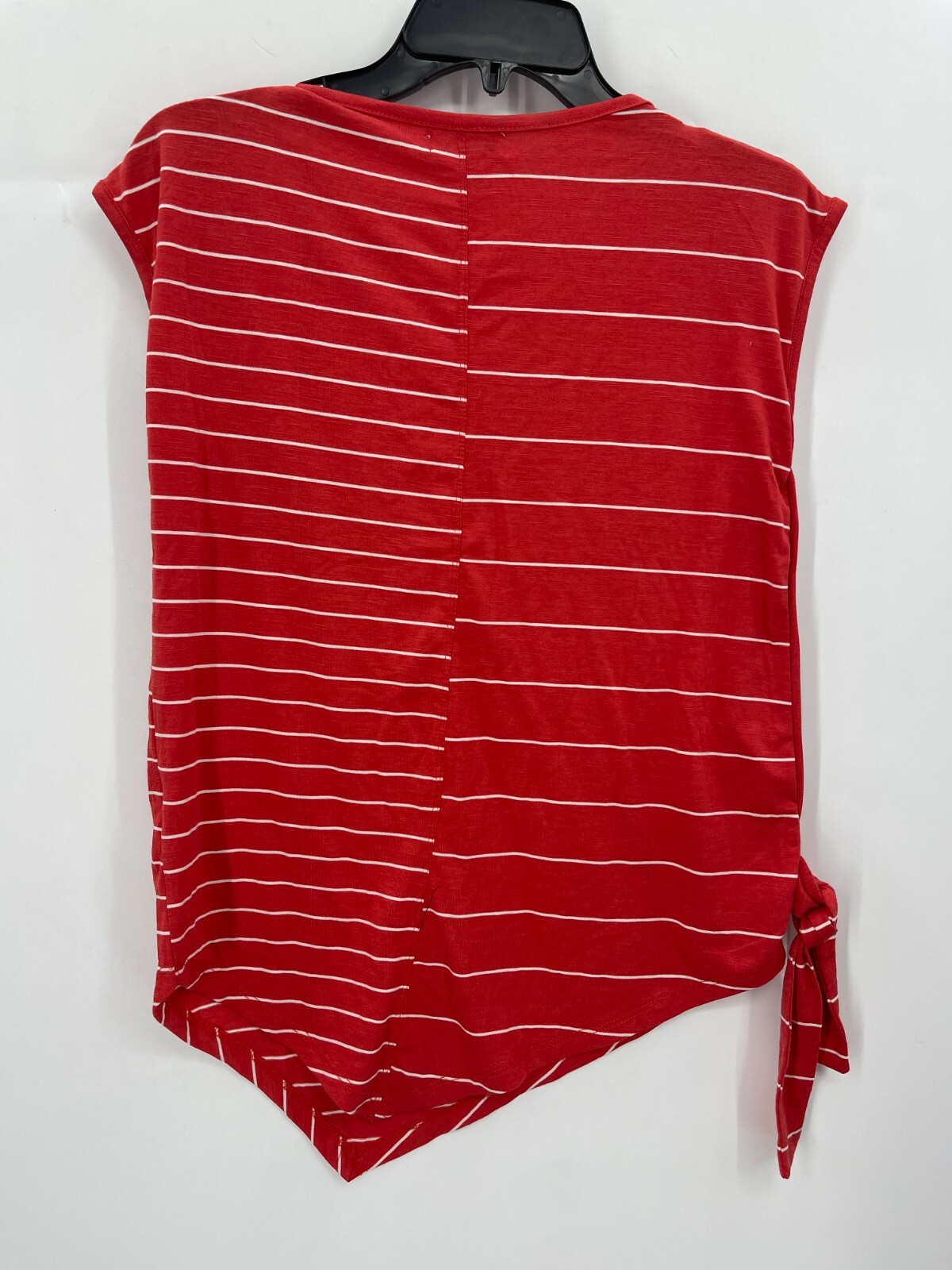 Thyme and Honey Top Womens Small Red Stripe Sleeveless Asymmetric Hem Side Tie