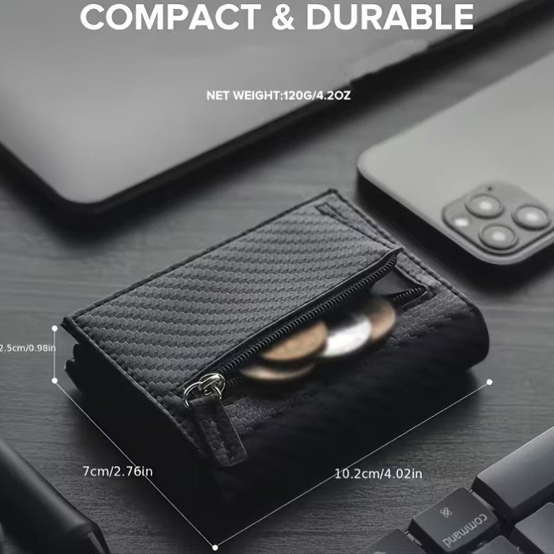RFID, Blocking Pop Up Wallet, Carbon Fiber Card Holder, Slim Metal Wallet