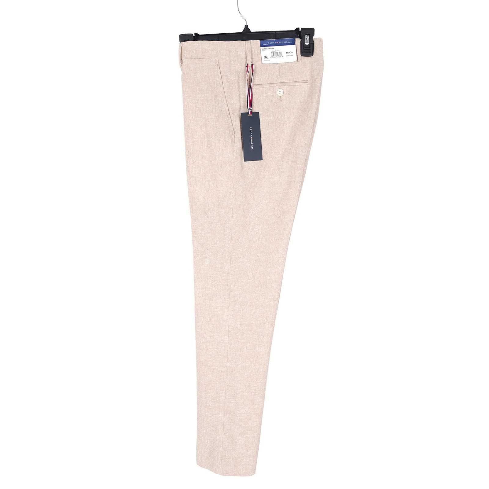 Tommy Hilfiger Mens Modern Fit Dress Pants 38×34 Tan Solid Linen Cotton Blend