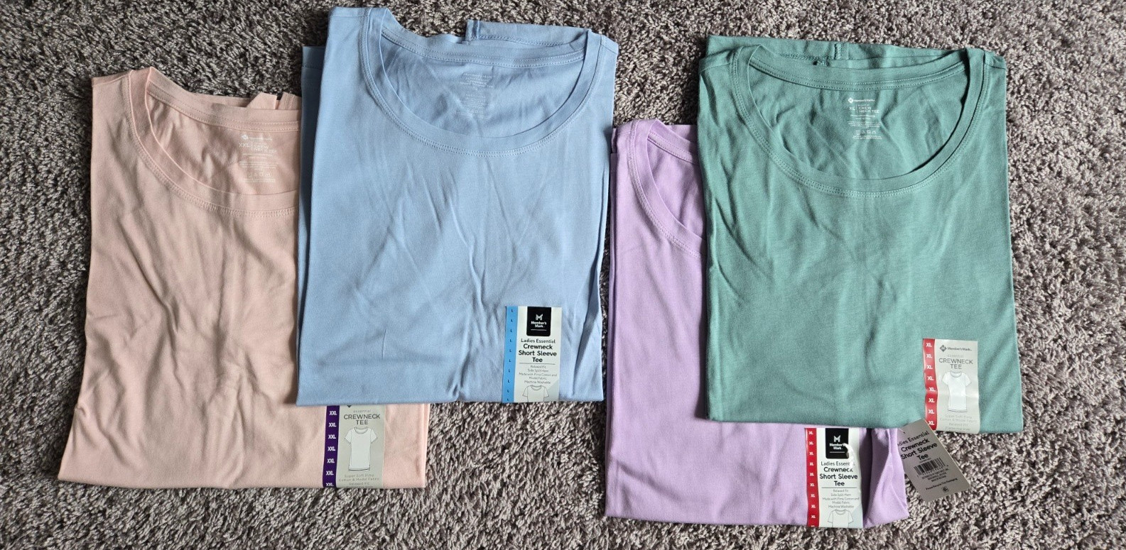 Women’s Ladies Essential Solid Tee Shirt Short Sleeve Crew Neck Casual Top NWT
