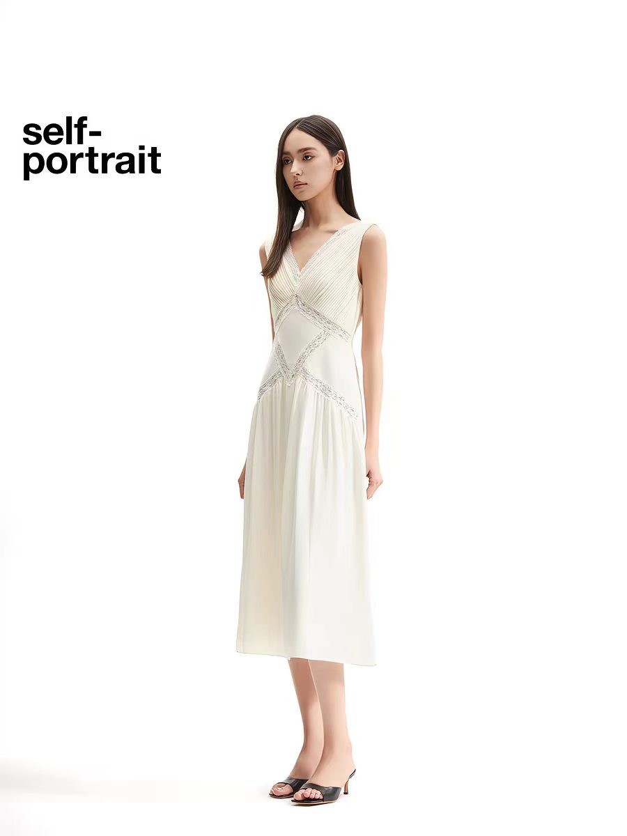 Self-Portrait Women’s New Summer Holiday Lace V-neck Sleeveless A-line Dress