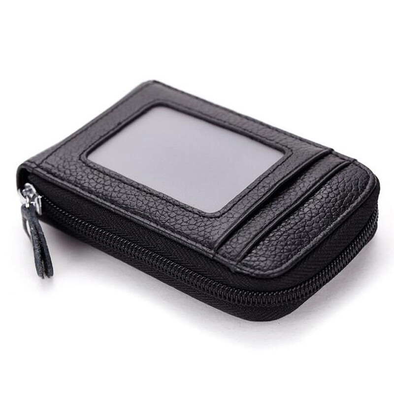Men Wallet Card Holder Leather RFID Blocking Slim Credit Money Clip Zipper Purse