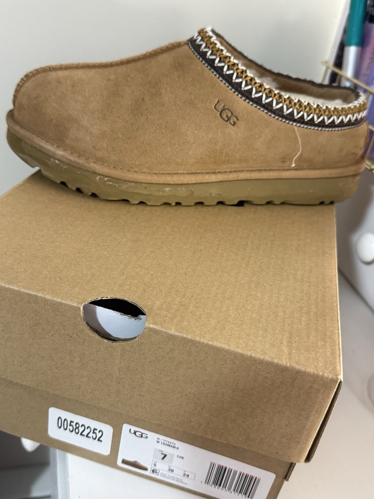 UGG Tasman II Women’s Brown Suede Lined Slip-On Slippers US 7
