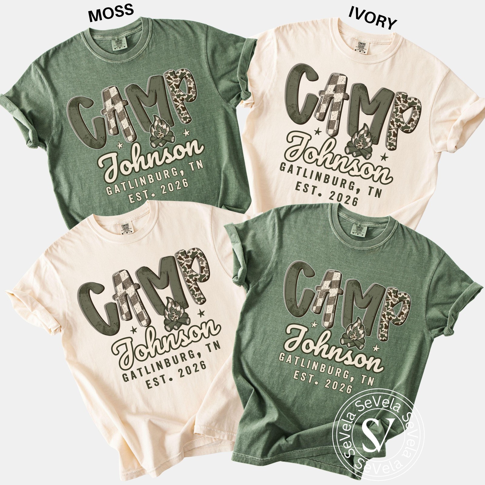 Custom Family Camping Shirt Matching Campfire Camo Tee Adventure Trip