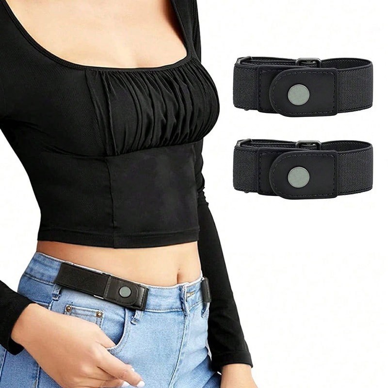 4Pcs No Buckle Belt for Men & Women Stretch Elastic Invisible Adjustable Belt US