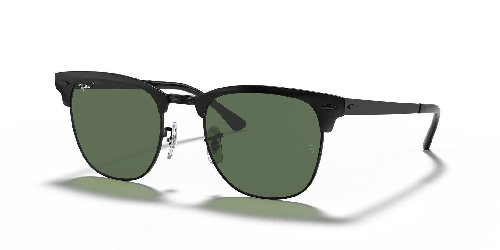 Ray-Ban Clubmaster Metal Polarized Black/Green Classic G-15 51 mm Sunglasses