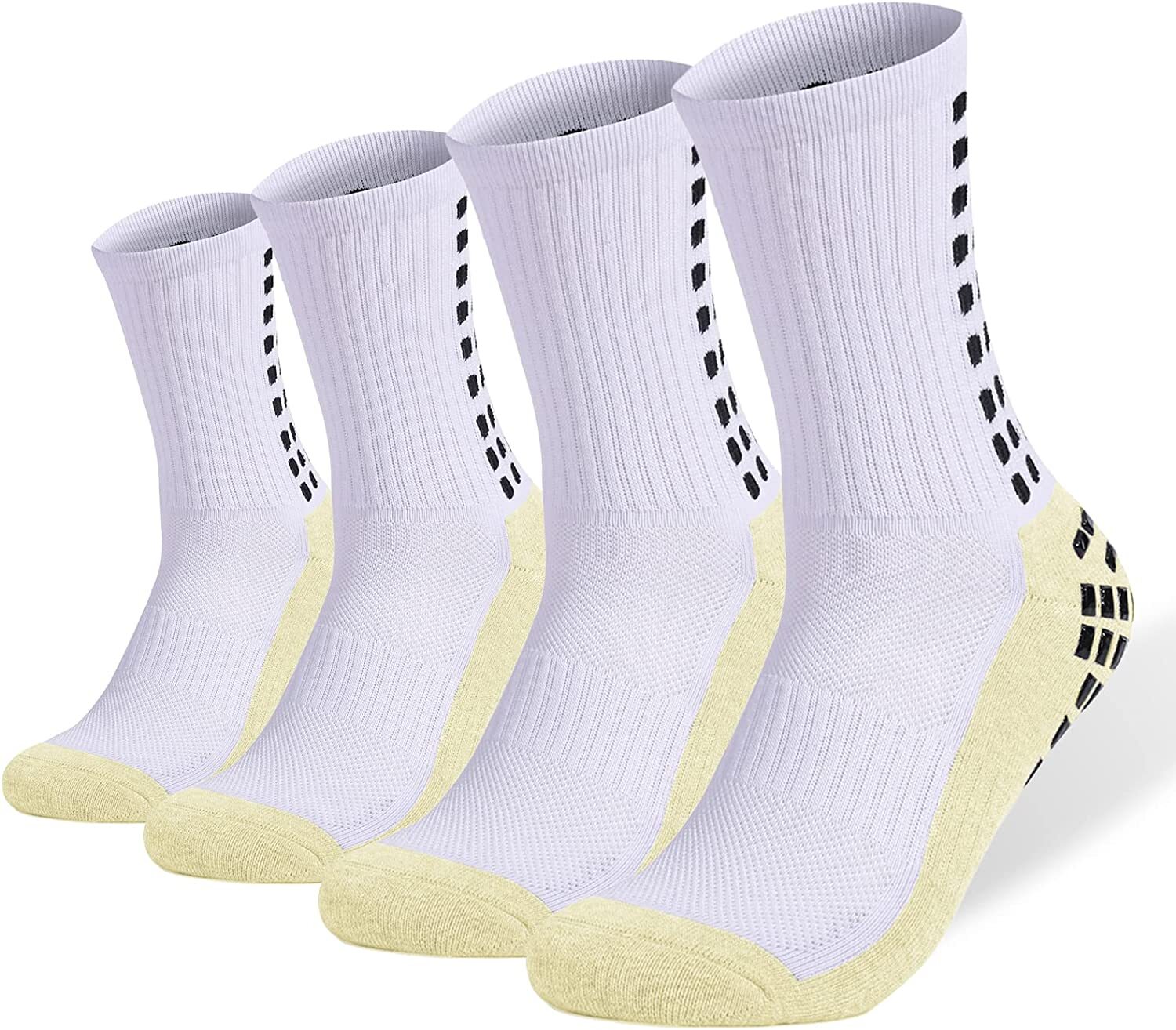 4 Pair Sport Socks Anti Slip W/ Grip Soccer Men Football Basketball Sock Premium