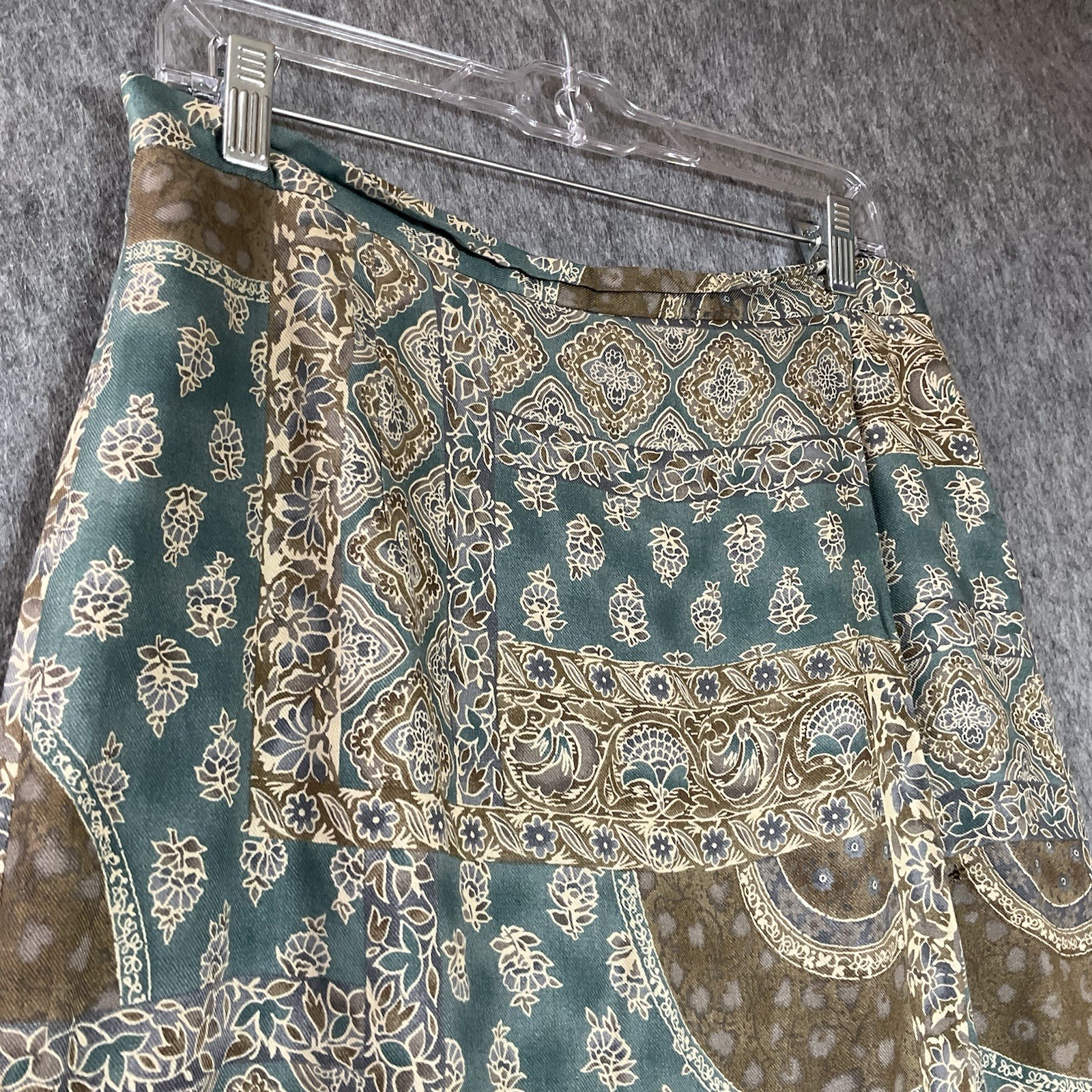 Talbots Skirt Womens Medium Green Geometric Wool Blend Maxi Capsule Cottage