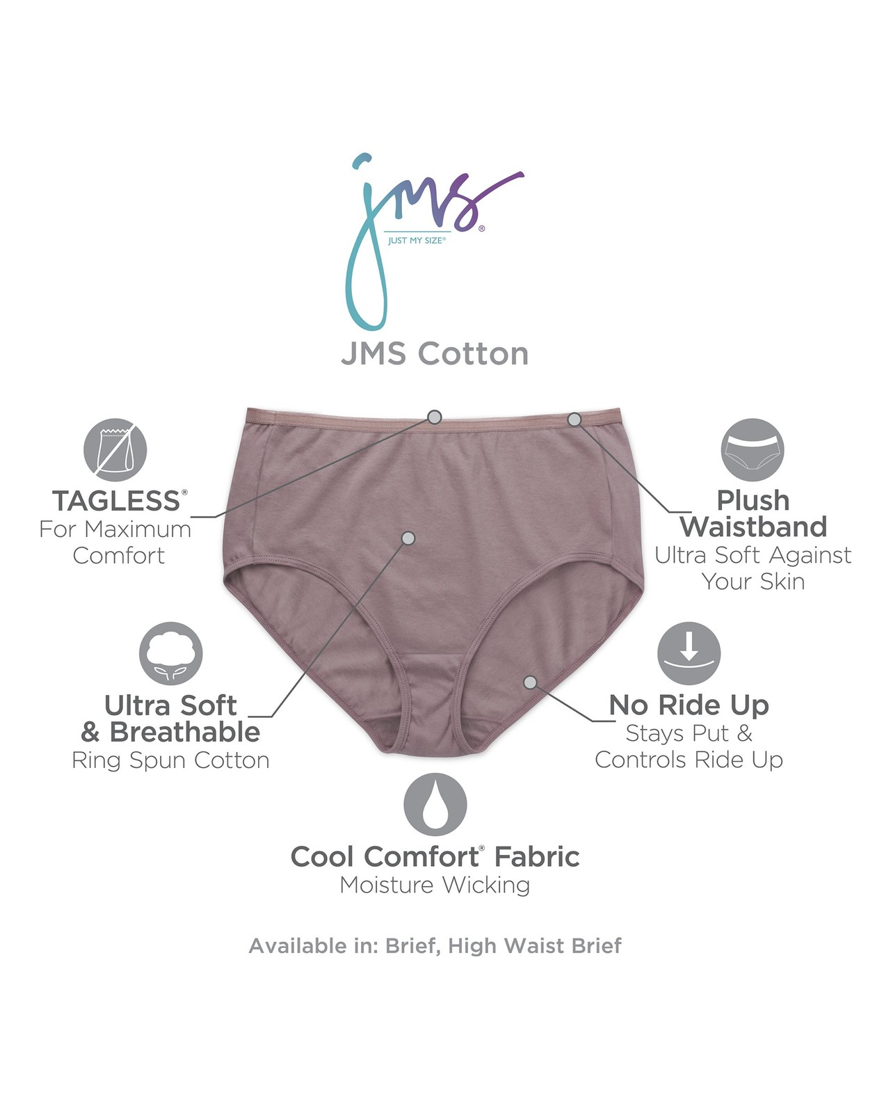 Just My Size Briefs 10-Pack Underwear JMS Cotton Tagless Assorted Colors sz 9-13