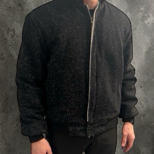 Vintage 80s 90s Black Speckled Bomber Jacket Men’s Size L (42-44) Fleece Lining
