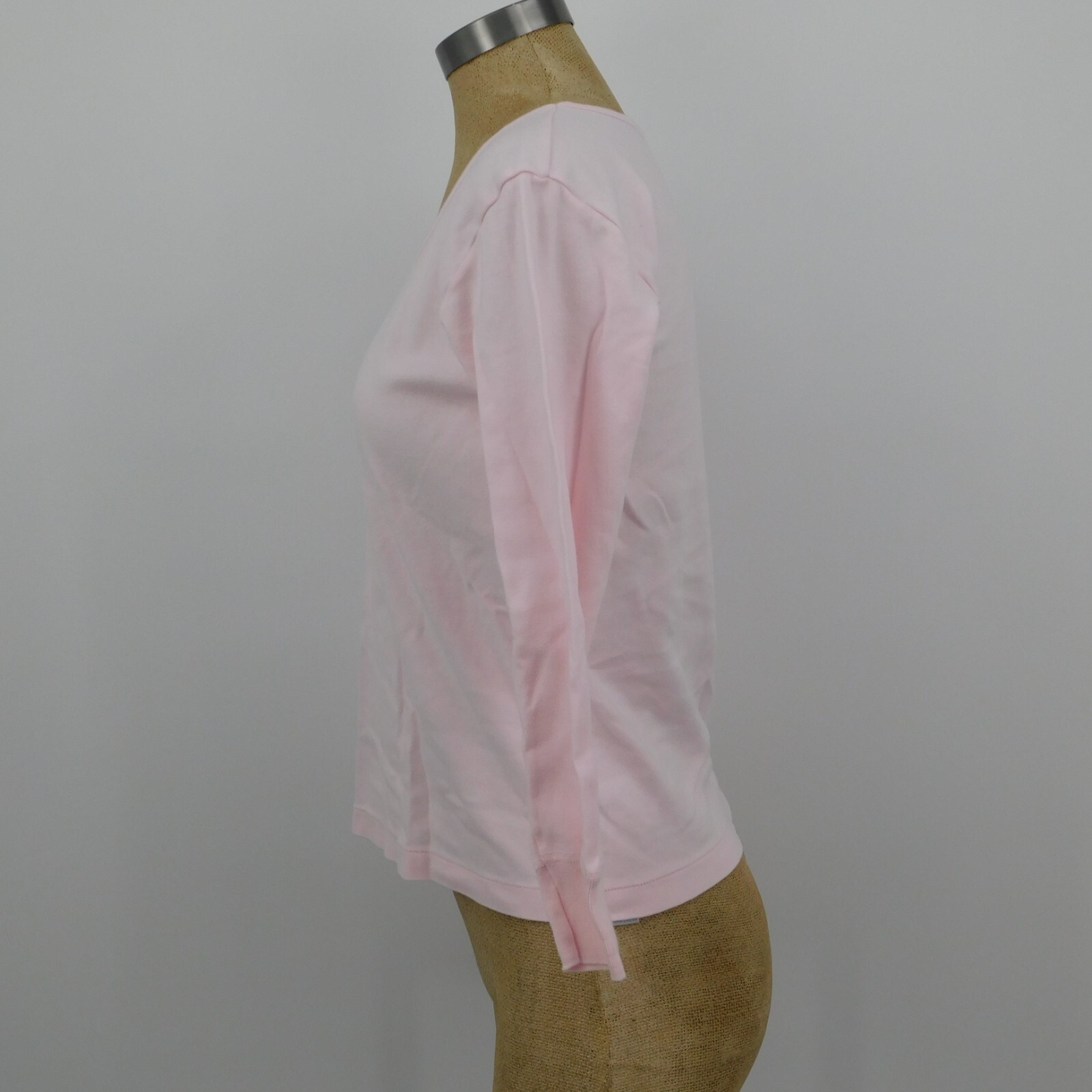 2 BYC Women Solid Pink Scoop Neck Pullover Long Sleeve Shirt Size XL Made Korea