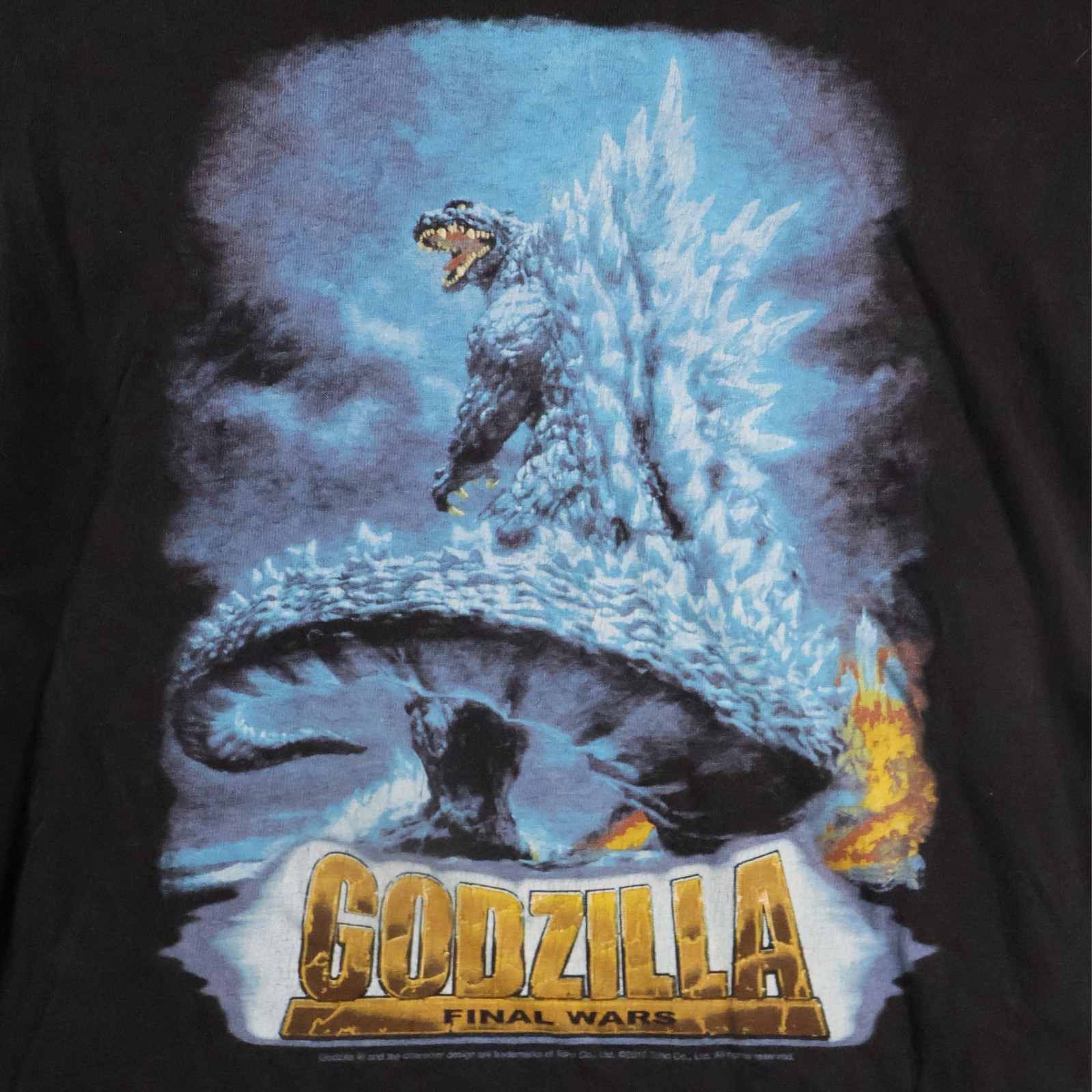 Godzilla Final Wars 2004 Movie Promo Anvil Black Graphic T-Shirt Mens Small Flaw