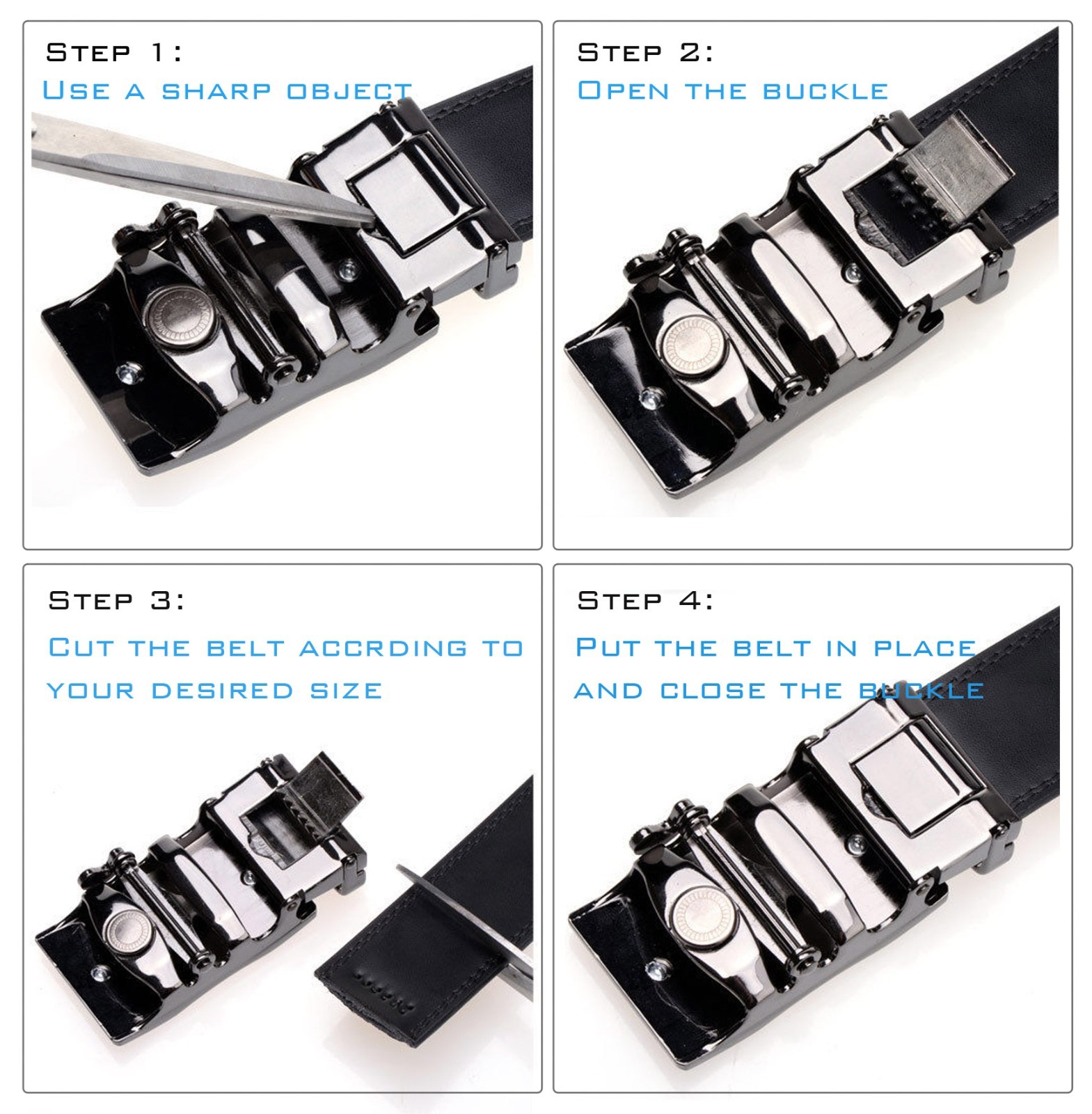 New Genuine Leather Mens Ratchet Belt Belts For Men Adjustable Automatic Buckle