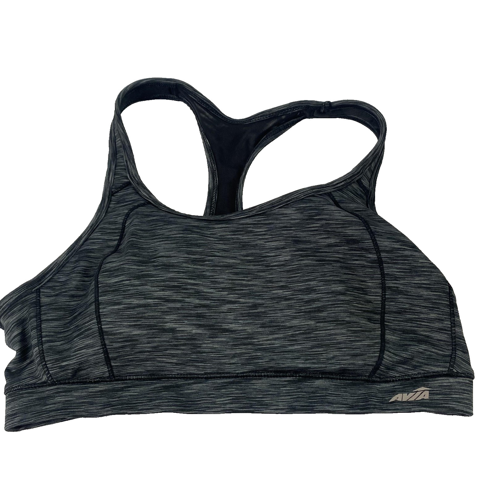 Avia Sports Bra Womens Large Gray Black Racerback Athletic Workout Yoga