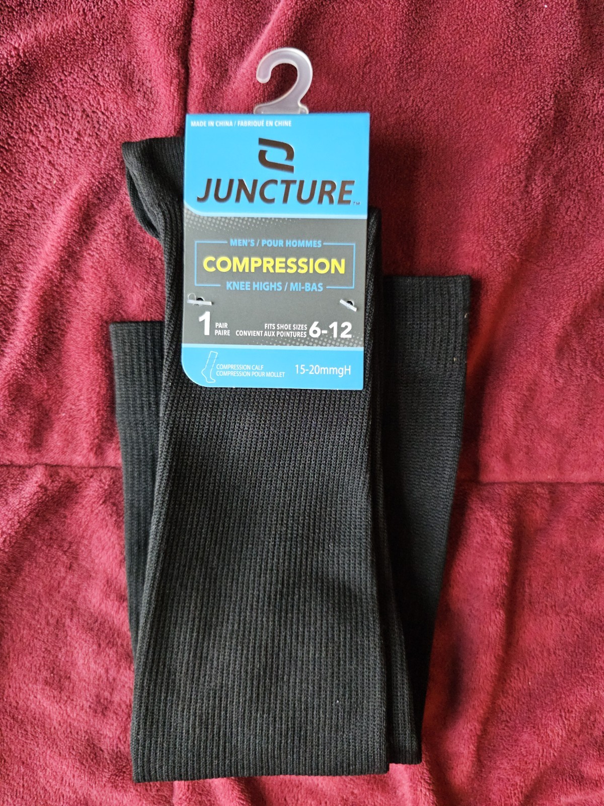 Juncture Mens Compression Calf Knee High Socks Long Size 6-12 Black NWT One Pair