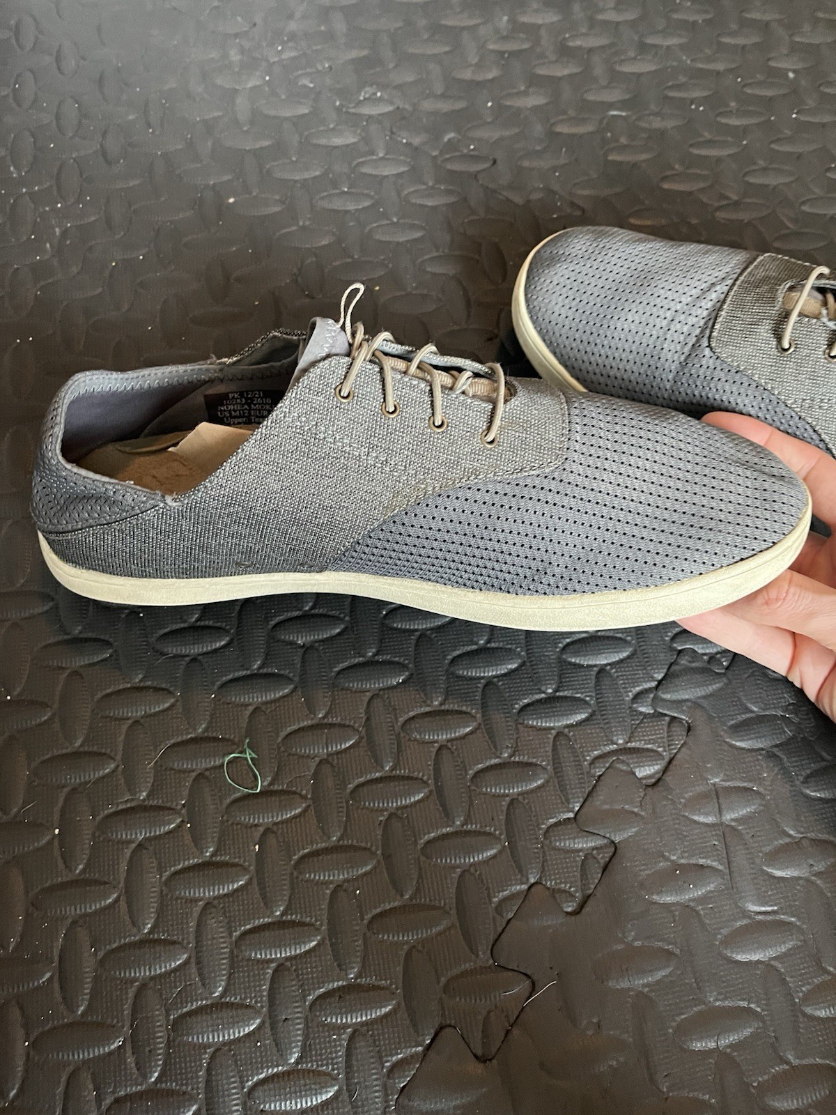 Olukai Nohea Moku Sneakers Gray Mens 12 Slip On Beach Slides Laces