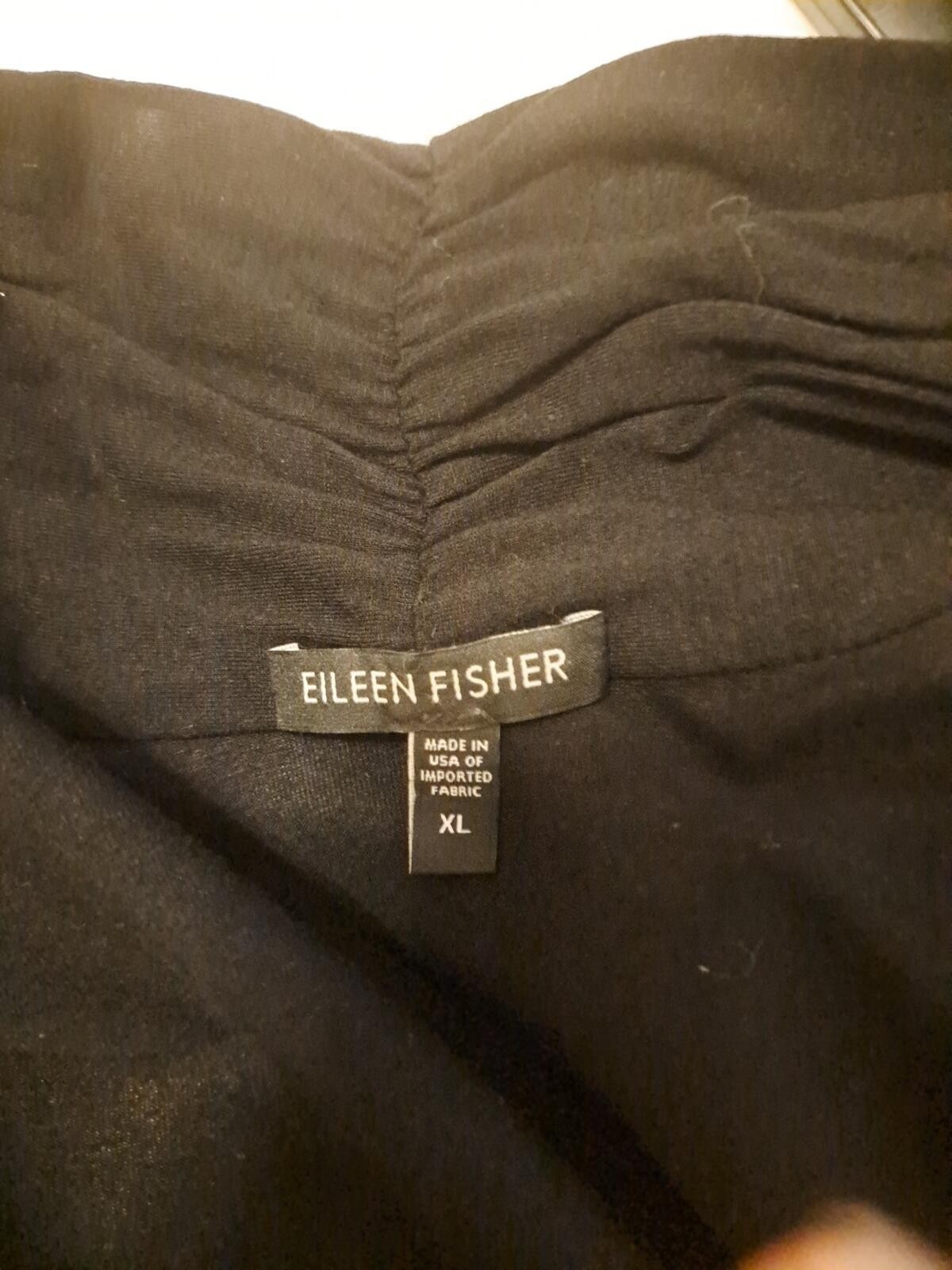 Eileen Fisher Open Front Cardigan Black XL EUC Returns Accepted