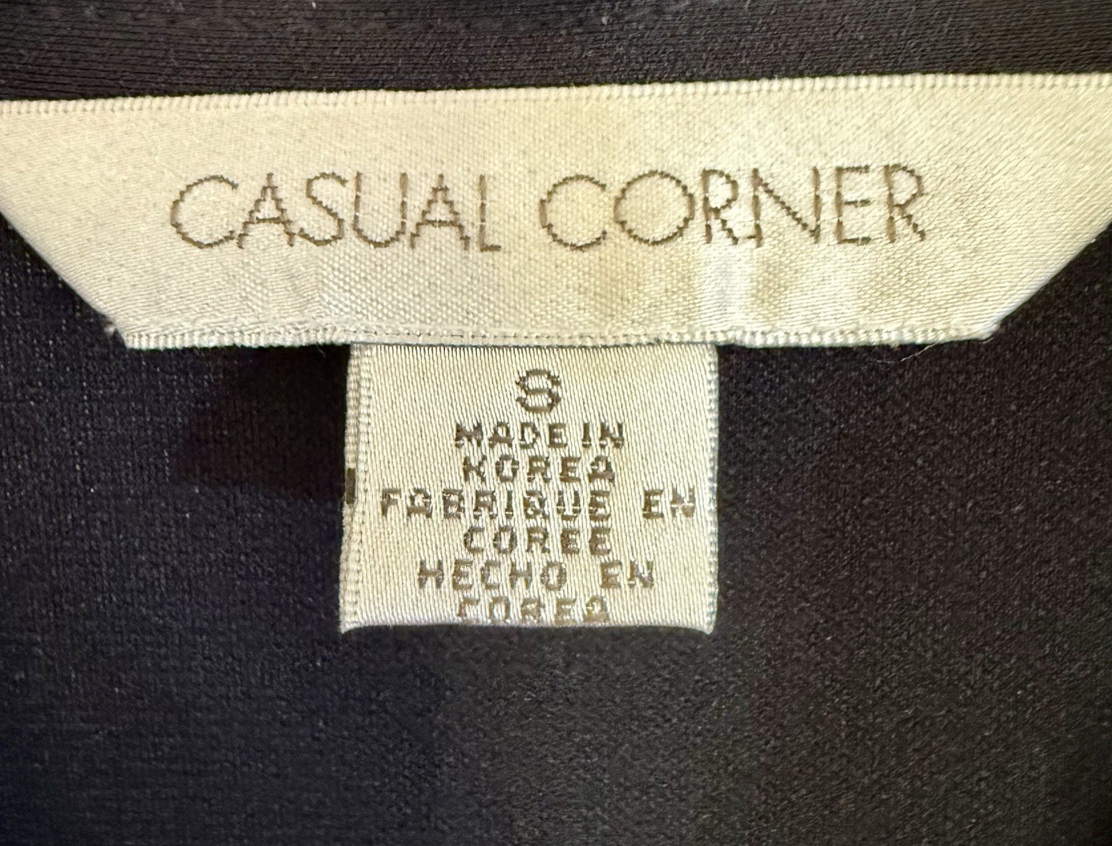 VTG Casual Corner Geometric Print Blouse Black White Long Sleeve Button Up Sz 8