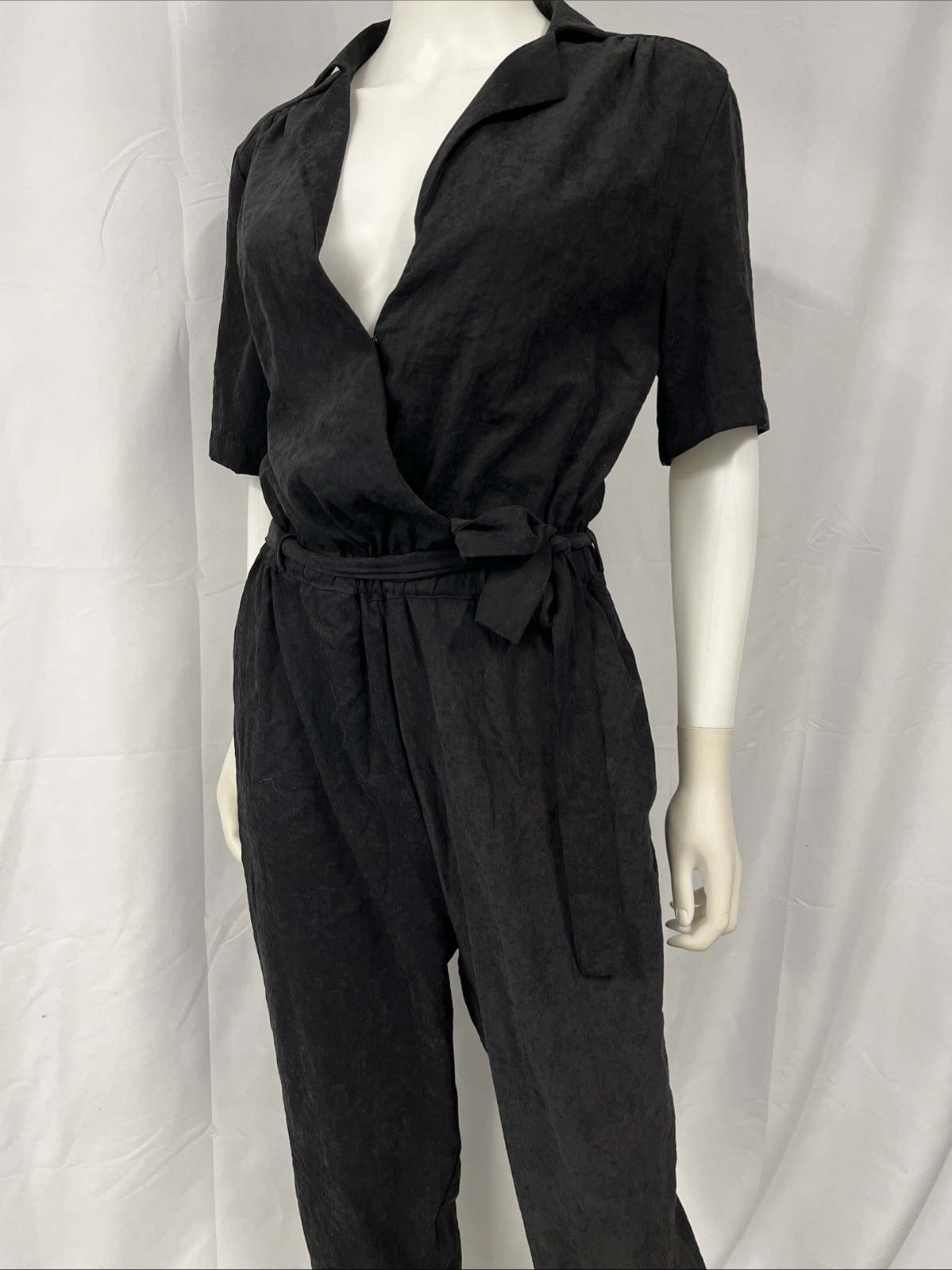 Lira Black Jumpsuit Women’s Medium Liquid Casual Sash Minimalist Fashion