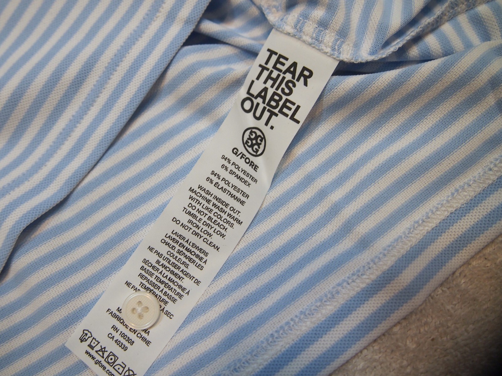 G/FORE Performance Fabric Feeder Stripe Pique Slim Fit Golf Shirt NWT M $120