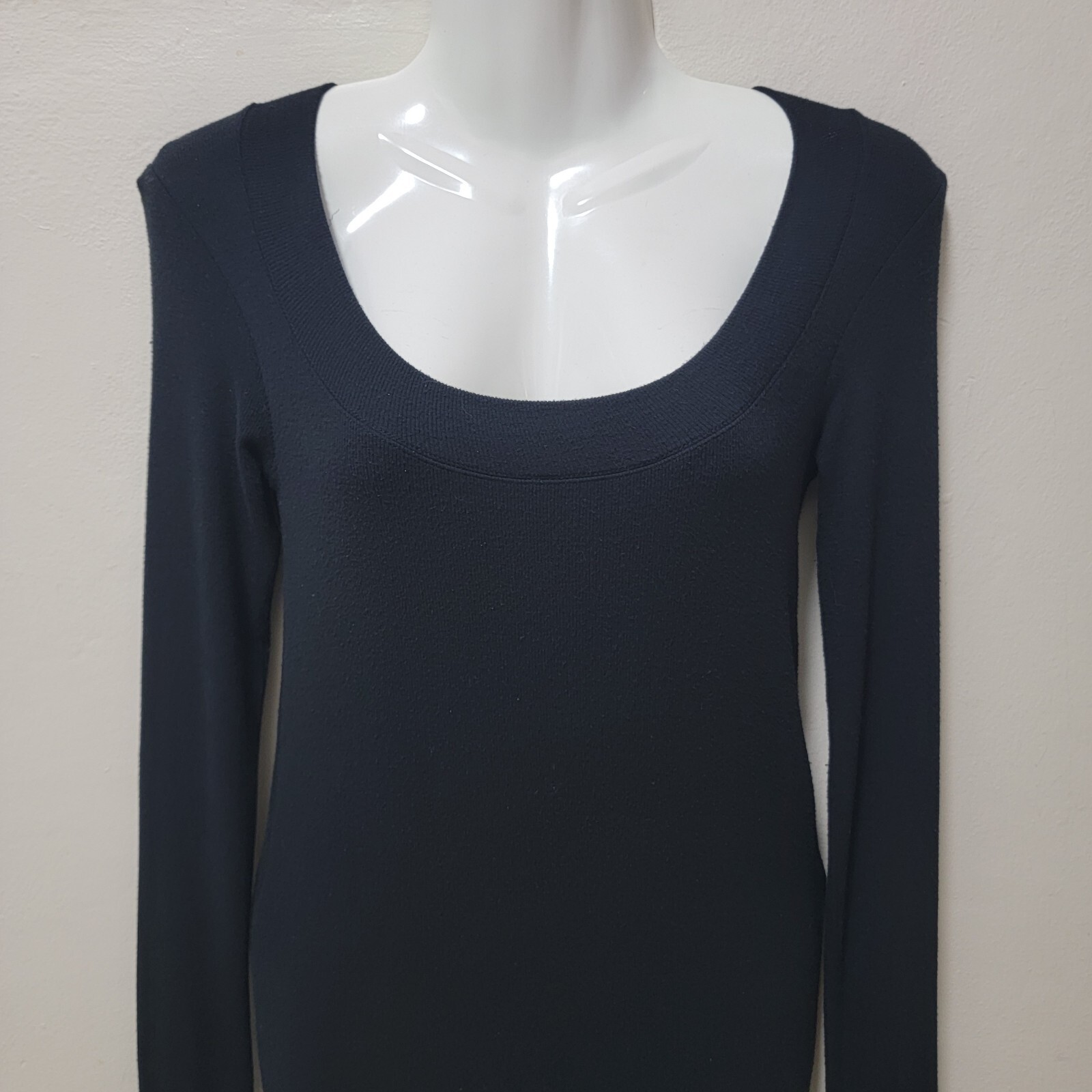 ATM Anthony Thomas Melillo Dress Black Ribbed Knit Bodycon Stretchy Sweater S