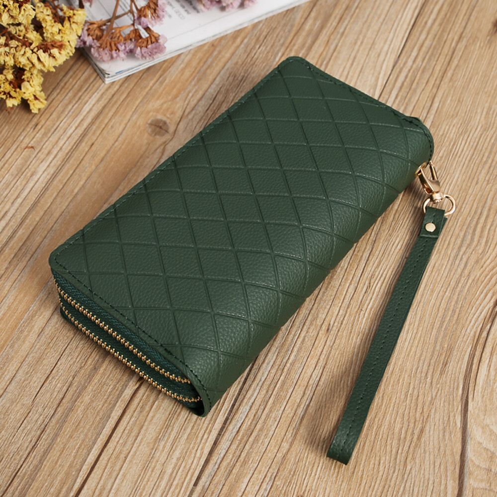 Women‘s Large Capacity Leather Wristlet Clutch Wallet Long Cell Phone Bag Zipper