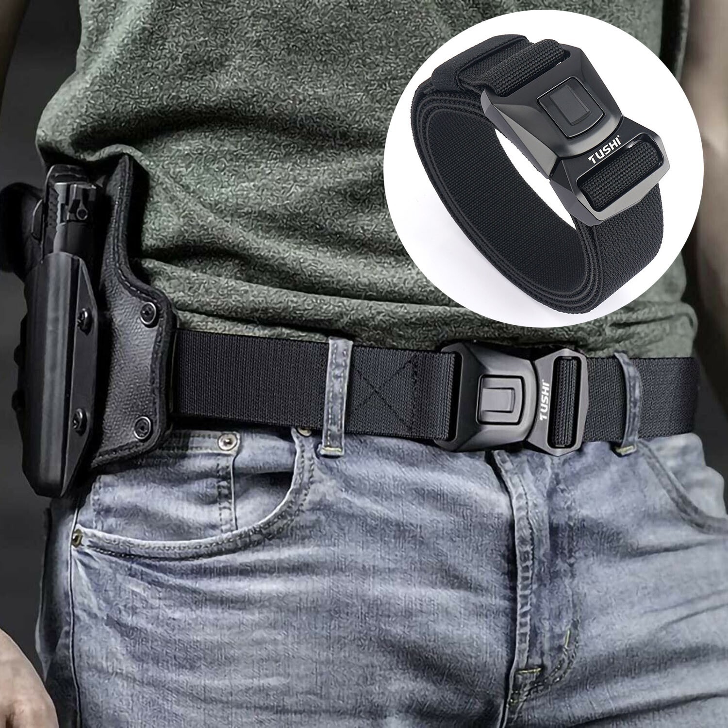 Black Military Belt for MEN Tactical Strap Waistband Belts Quick Release Buckle