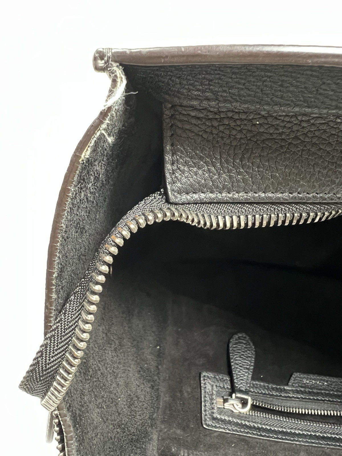 Authentic Celine Nano Luggage Tote in Black Leather with Gold Hardware