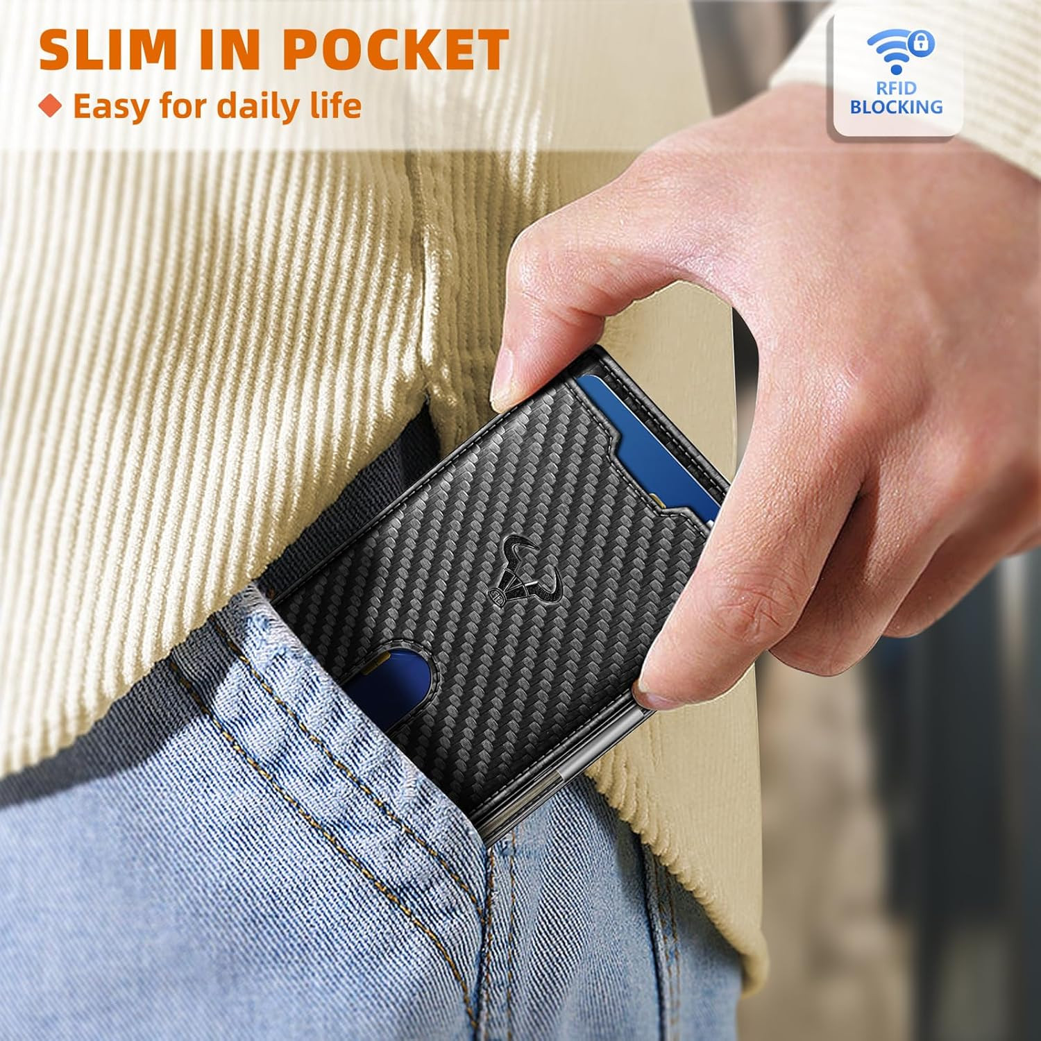 Men Wallet Airtag&Standard Use,Slim Front Pocket Wallet Money Clip for Gifg Men