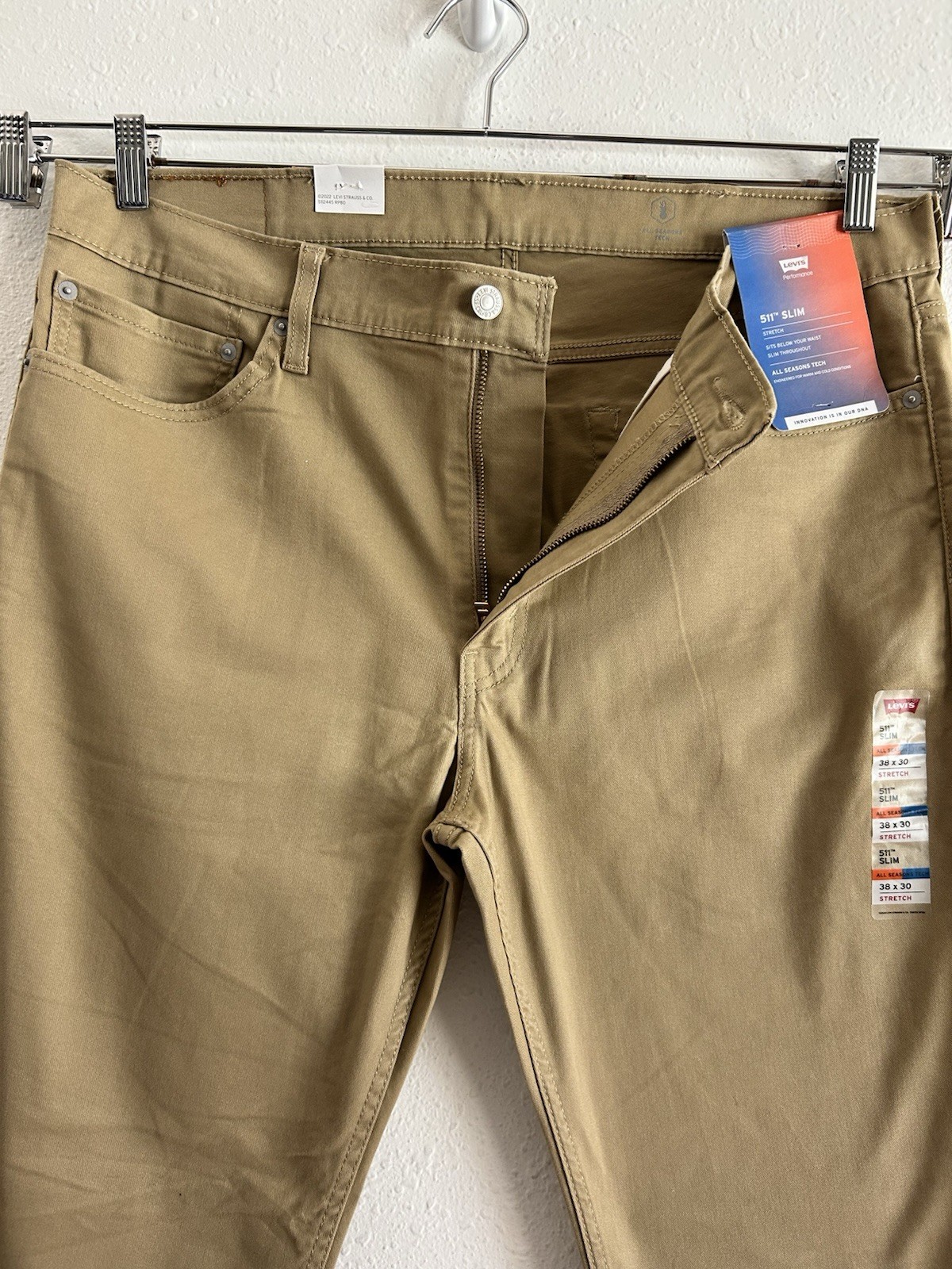 Levi’s 511 Slim Jeans Men’s Size 38×30 Beige Stretch Brushed Cotton All Seasons