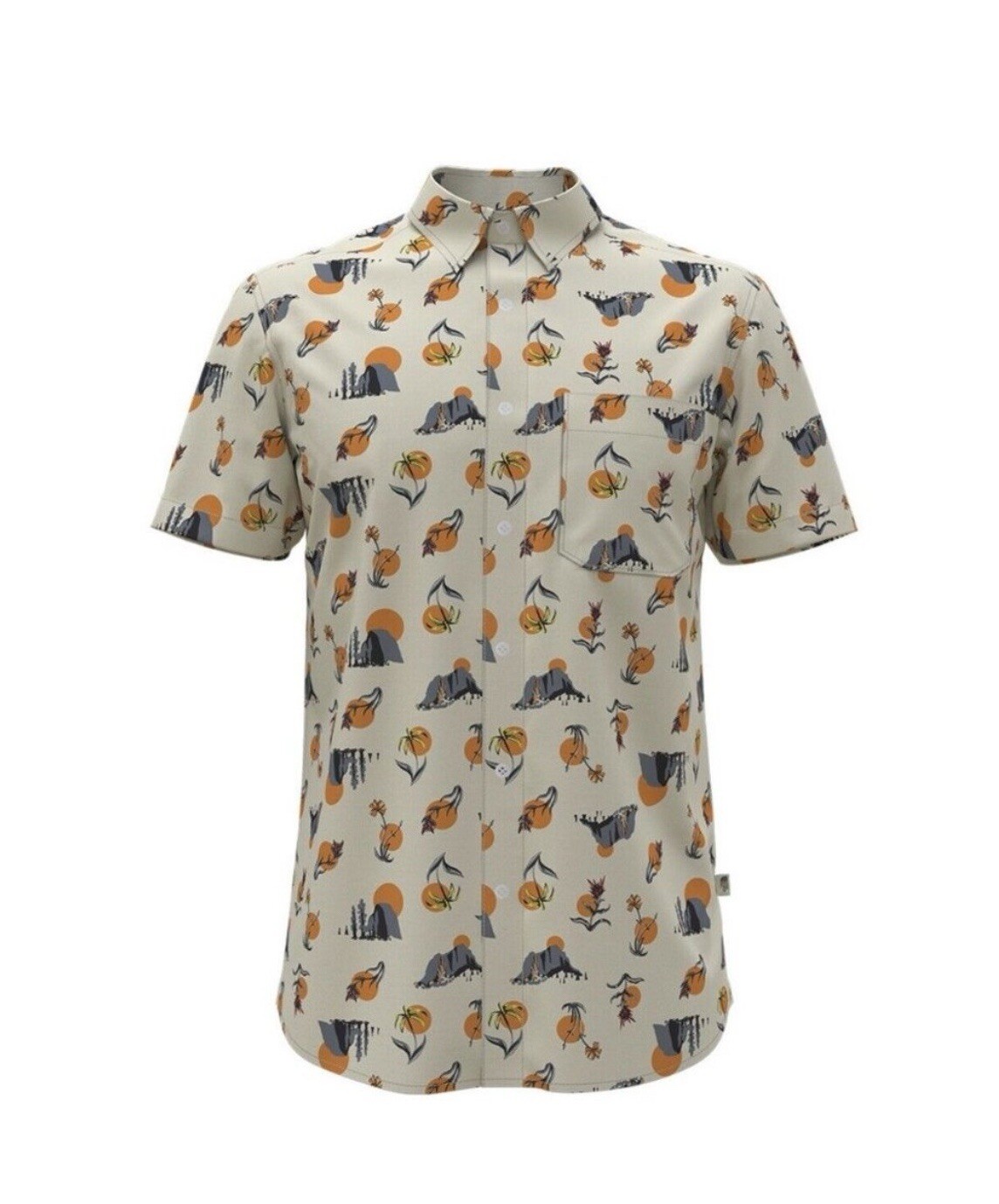 The North Face Desert Sun Flowers Mens Gray SS Shirt Size XL Button Down